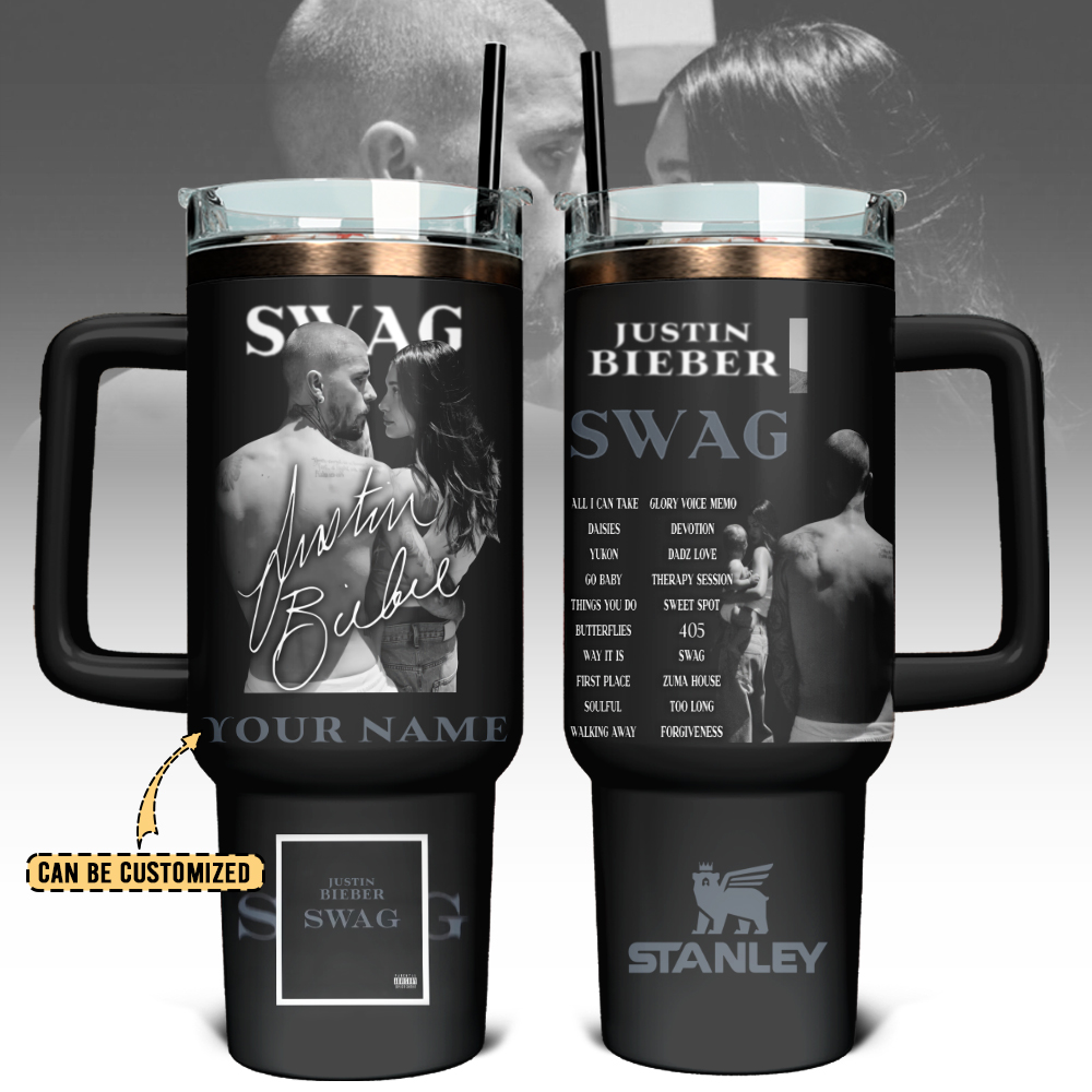 Justin Bieber Music Custom Stanley Quencher 40oz Stainless Steel Tumbler With Handle