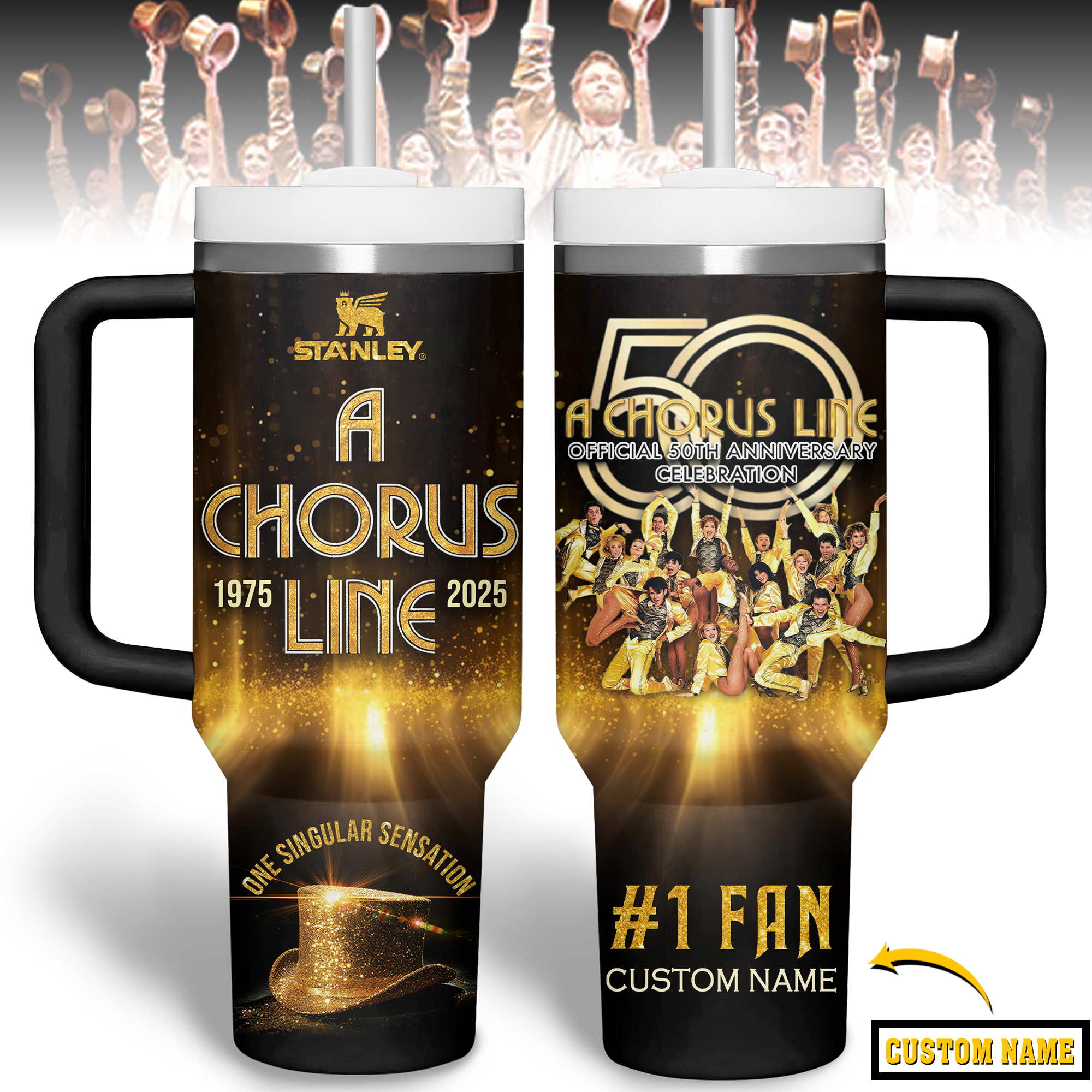 A Chorus Line Music Custom Stanley Quencher 40oz Stainless Steel Tumbler With Handle