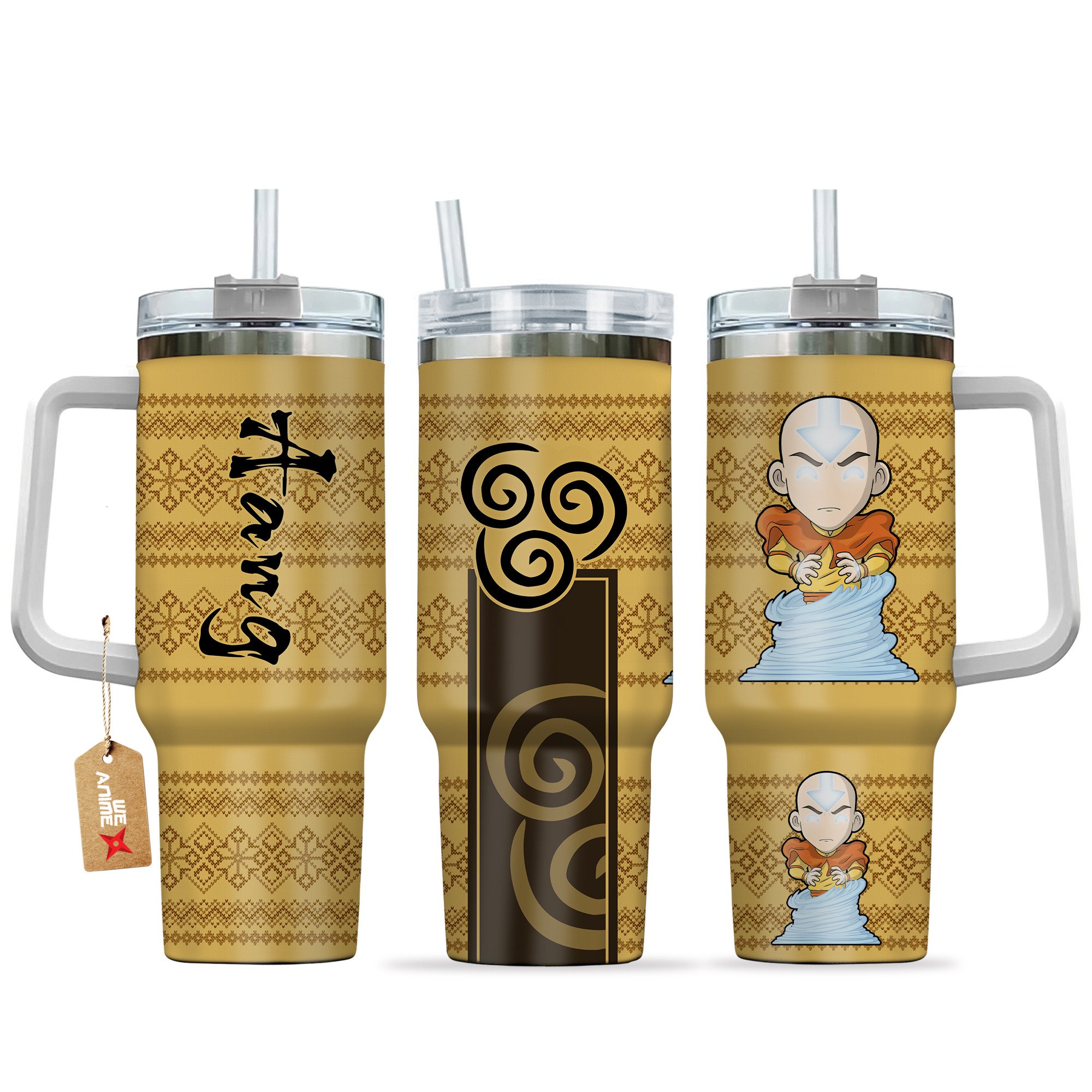 Aang Avatar Anime Custom Stanley Quencher 40oz Stainless Steel Tumbler With Handle