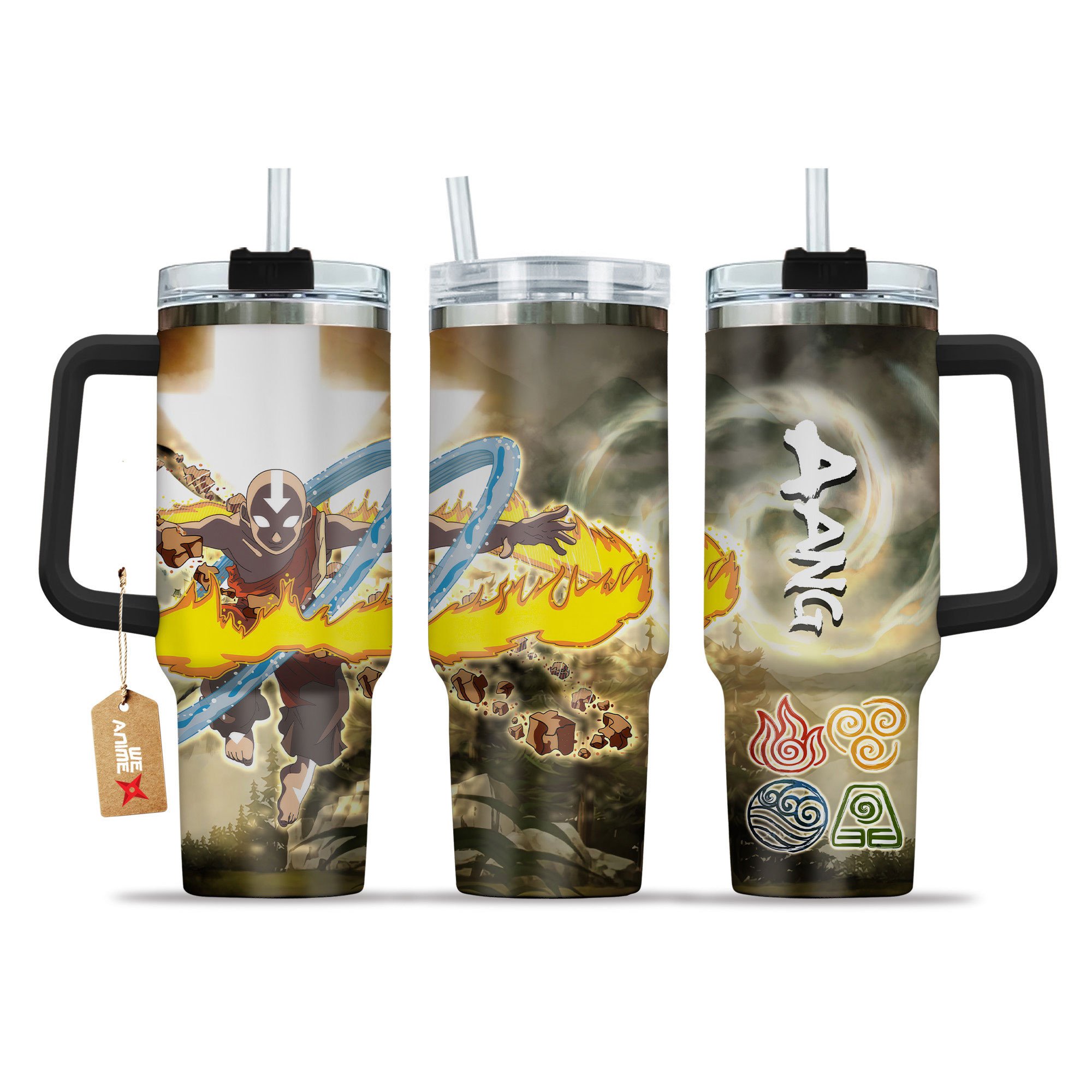 Aang Avatar Anime Custom Stanley Quencher 40oz Stainless Steel Tumbler With Handle