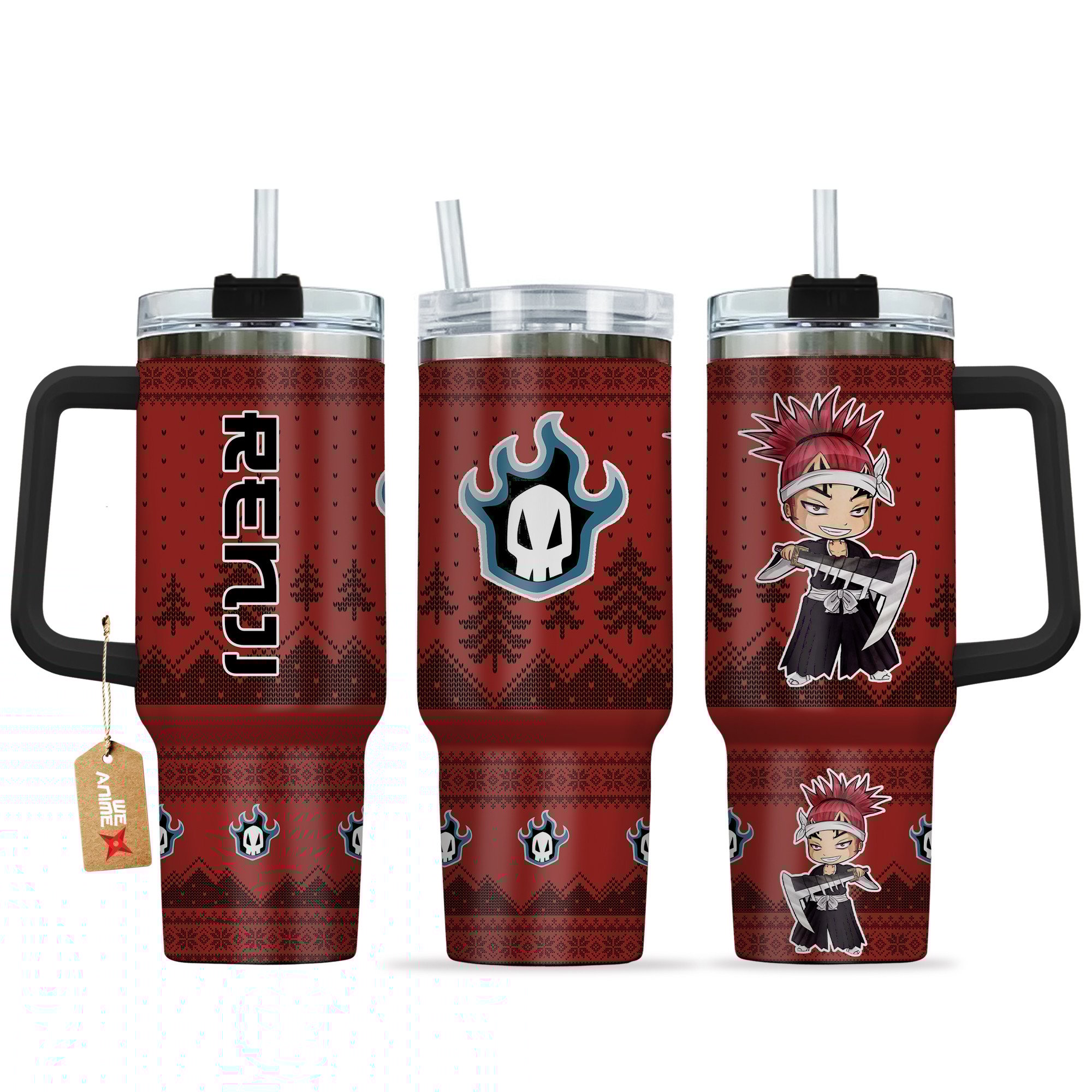 Abarai Renji Bleach Anime Custom Stanley Quencher 40oz Stainless Steel Tumbler With Handle