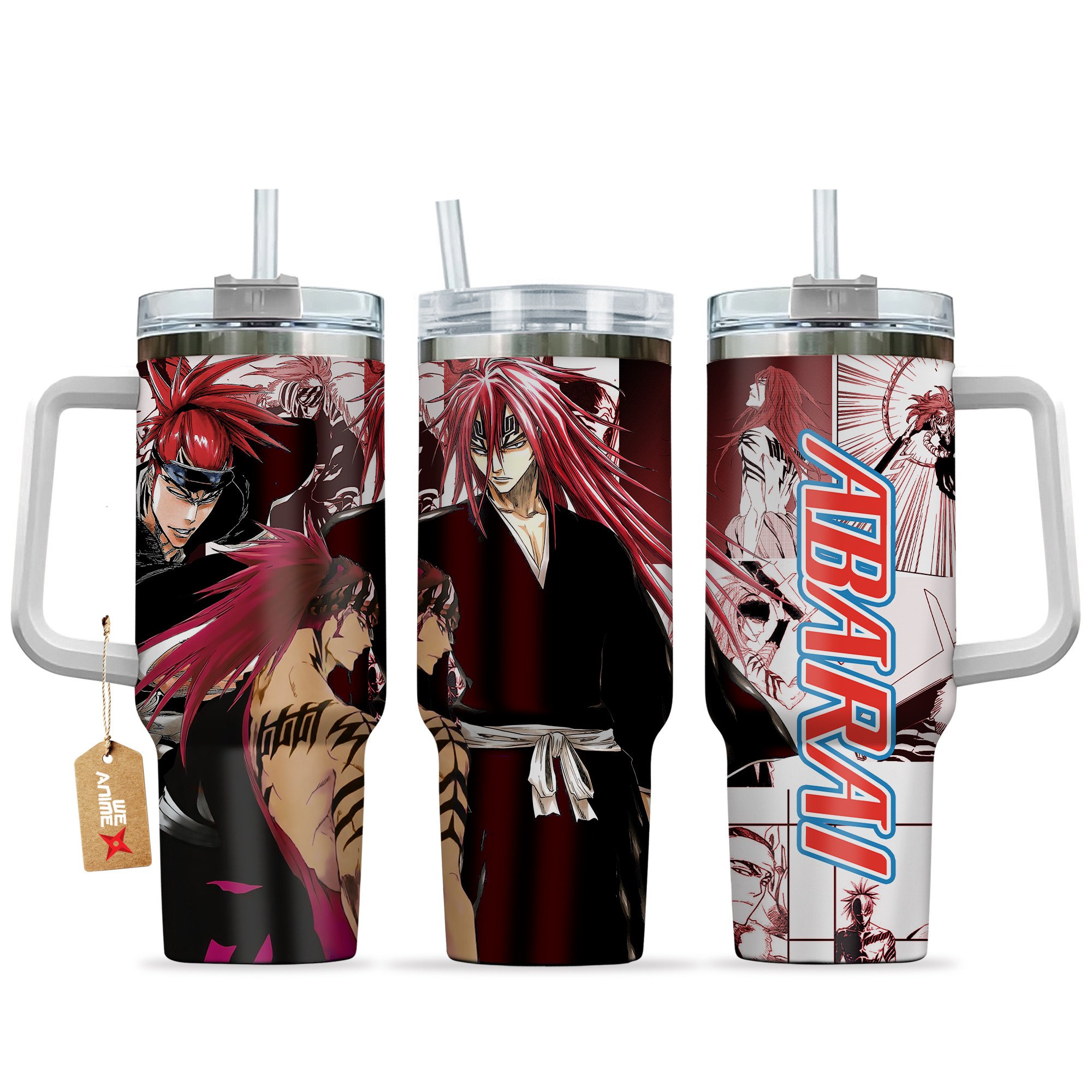 Abarai Renji Bleach Anime Custom Stanley Quencher 40oz Stainless Steel Tumbler With Handle