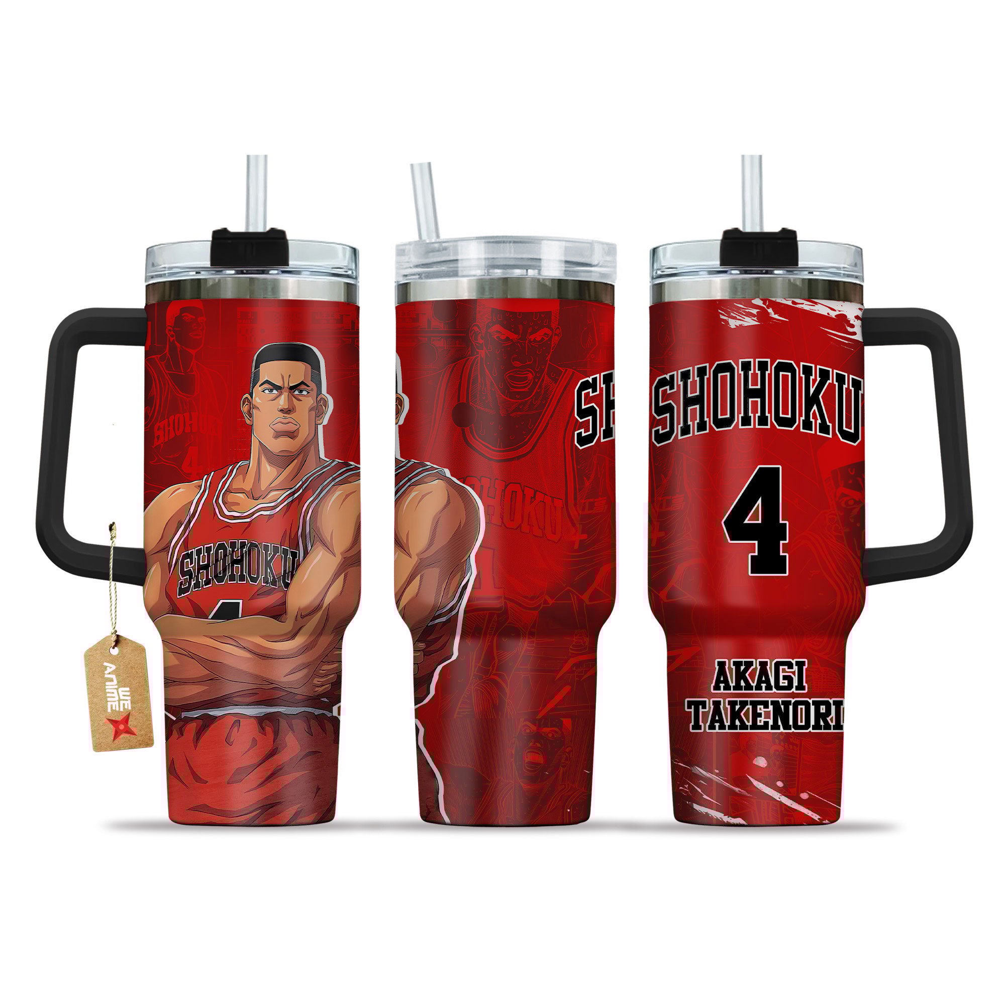 Akagi Takenori Slam Dunk Anime Custom Stanley Quencher 40oz Stainless Steel Tumbler With Handle