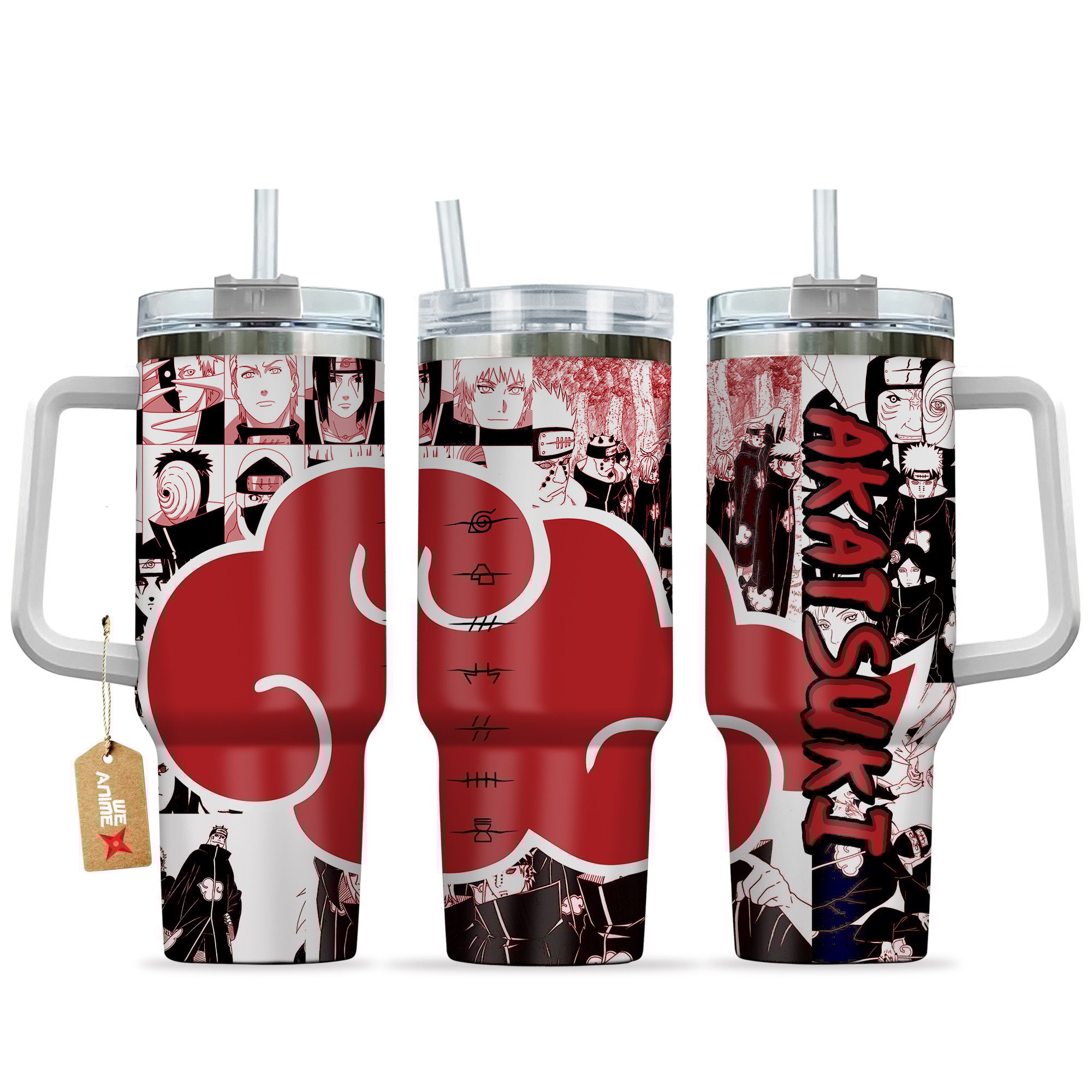 Akatsuki Naruto Anime Custom Stanley Quencher 40oz Stainless Steel Tumbler With Handle
