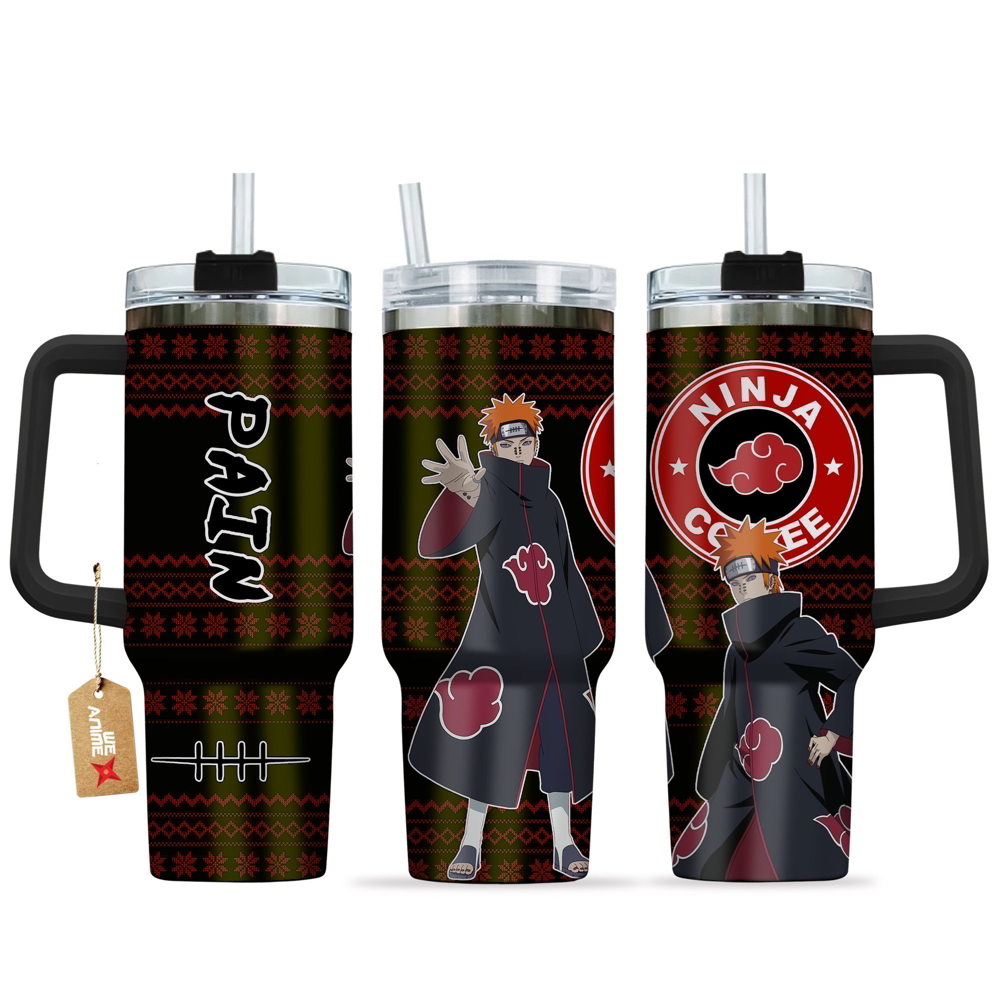 Akatsuki Pain Naruto Anime Custom Stanley Quencher 40oz Stainless Steel Tumbler With Handle
