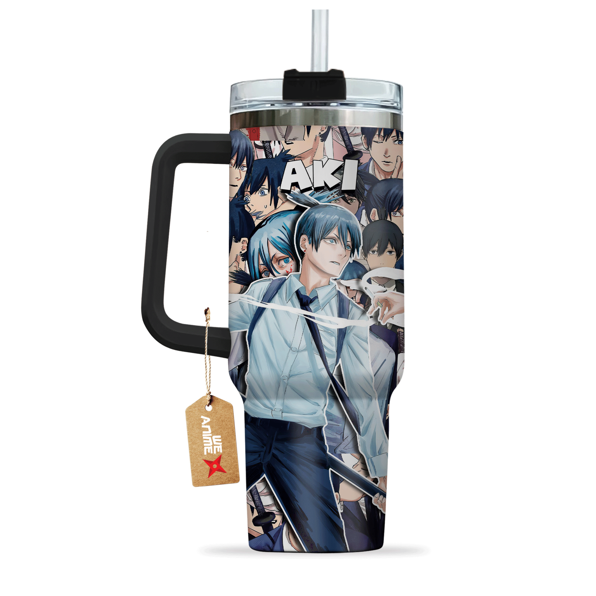 Aki Hayakawa Chainsaw Man Anime Custom Stanley Quencher 40oz Stainless Steel Tumbler With Handle