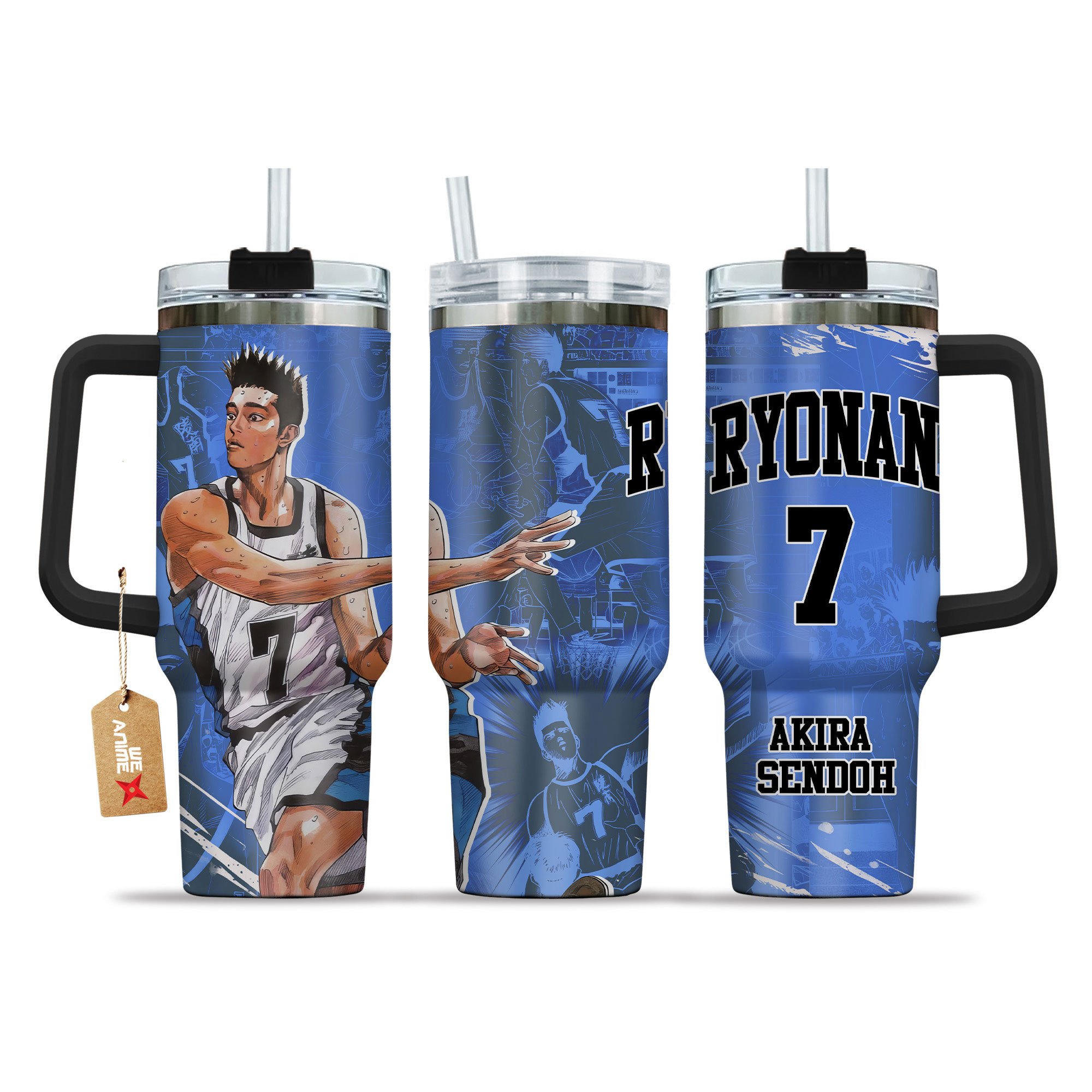 Akira Sendoh Slam Dunk Anime Custom Stanley Quencher 40oz Stainless Steel Tumbler With Handle