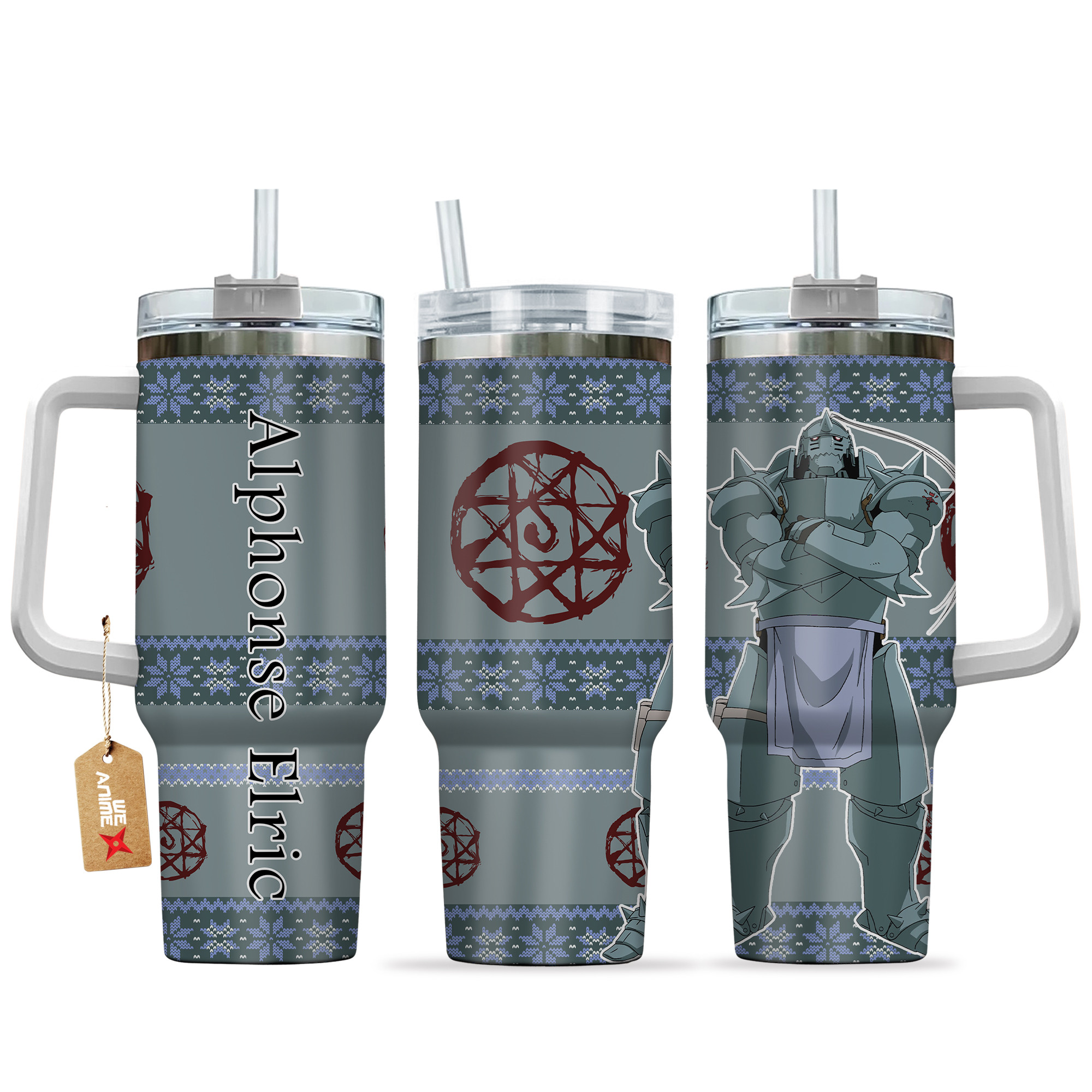 Alphonse Elric Fullmetal Alchemist Anime Custom Stanley Quencher 40oz Stainless Steel Tumbler With Handle