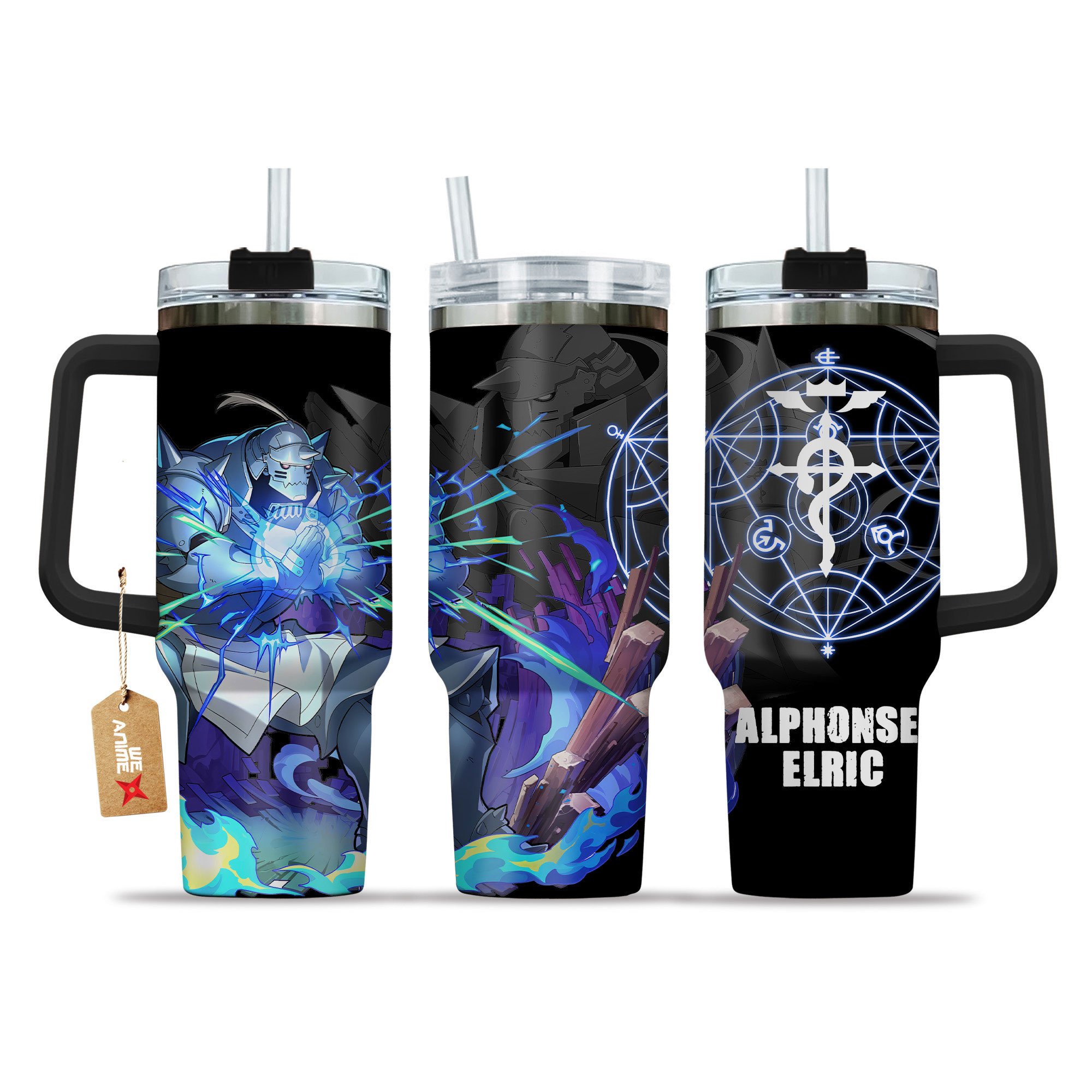 Alphonse Elric Fullmetal Alchemist Anime Custom Stanley Quencher 40oz Stainless Steel Tumbler With Handle
