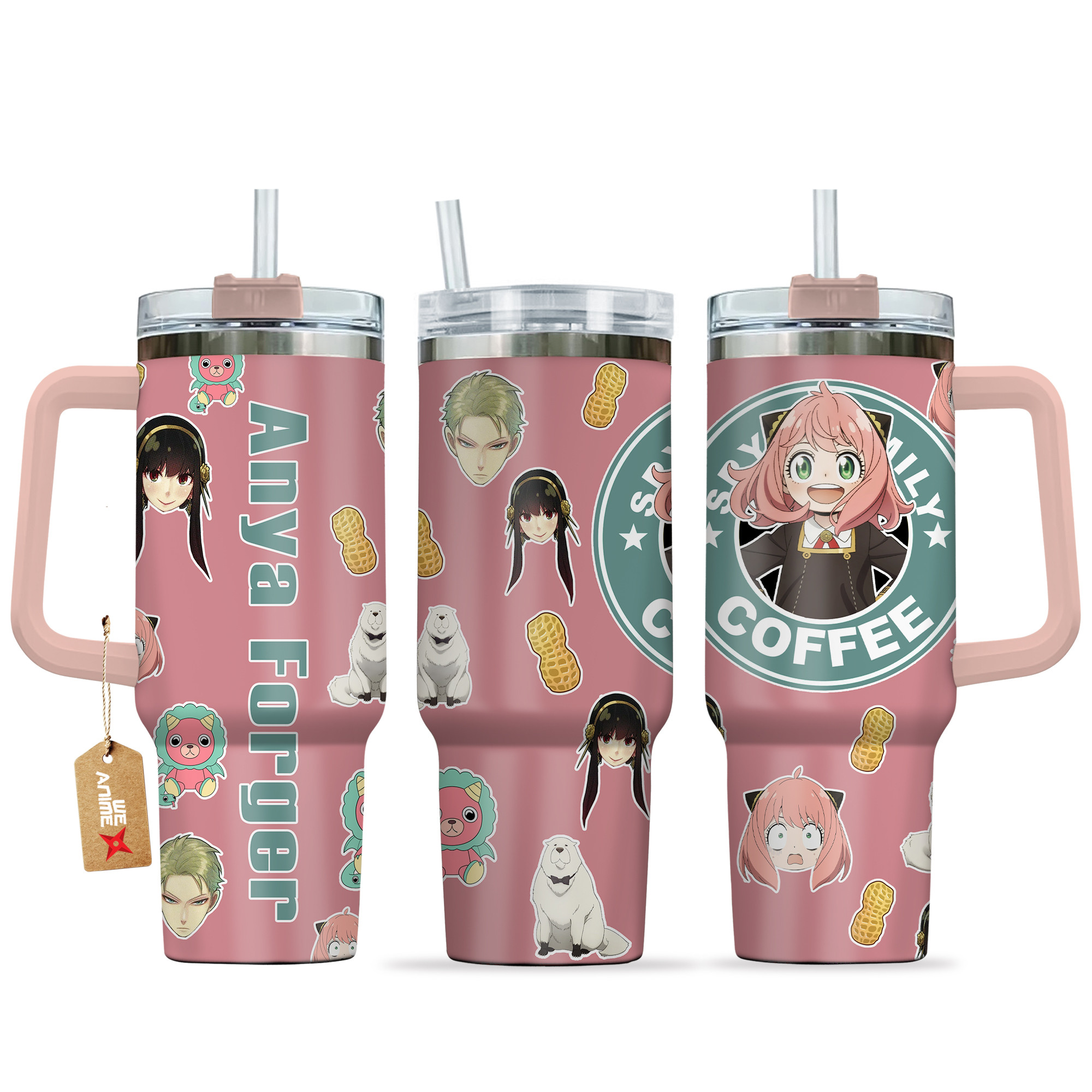 Anya Spy x Family Anime Custom Stanley Quencher 40oz Stainless Steel Tumbler With Handle