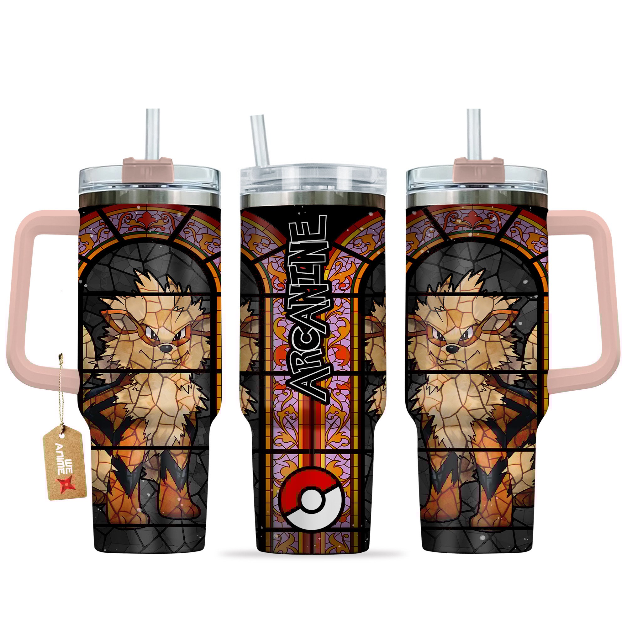 Arcanine Pokemon Anime Custom Stanley Quencher 40oz Stainless Steel Tumbler With Handle