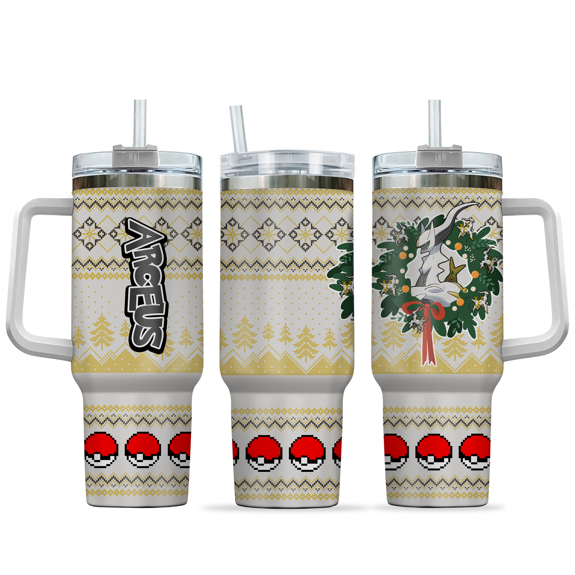 Arceus Pokemon Anime Custom Stanley Quencher 40oz Stainless Steel Tumbler With Handle