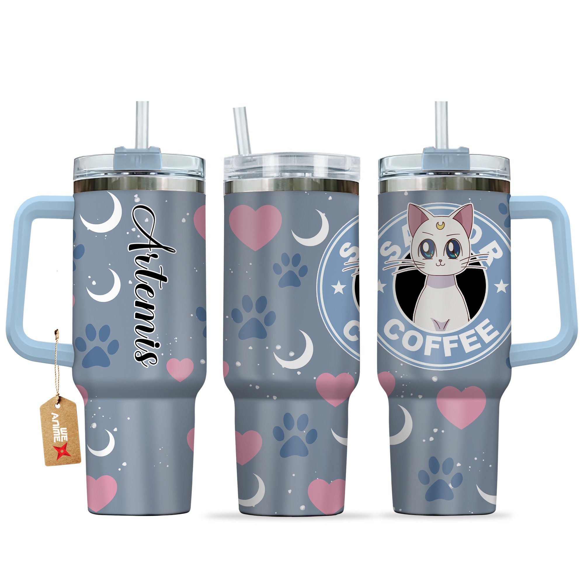 Artemis Sailor Moon Anime Custom Stanley Quencher 40oz Stainless Steel Tumbler With Handle