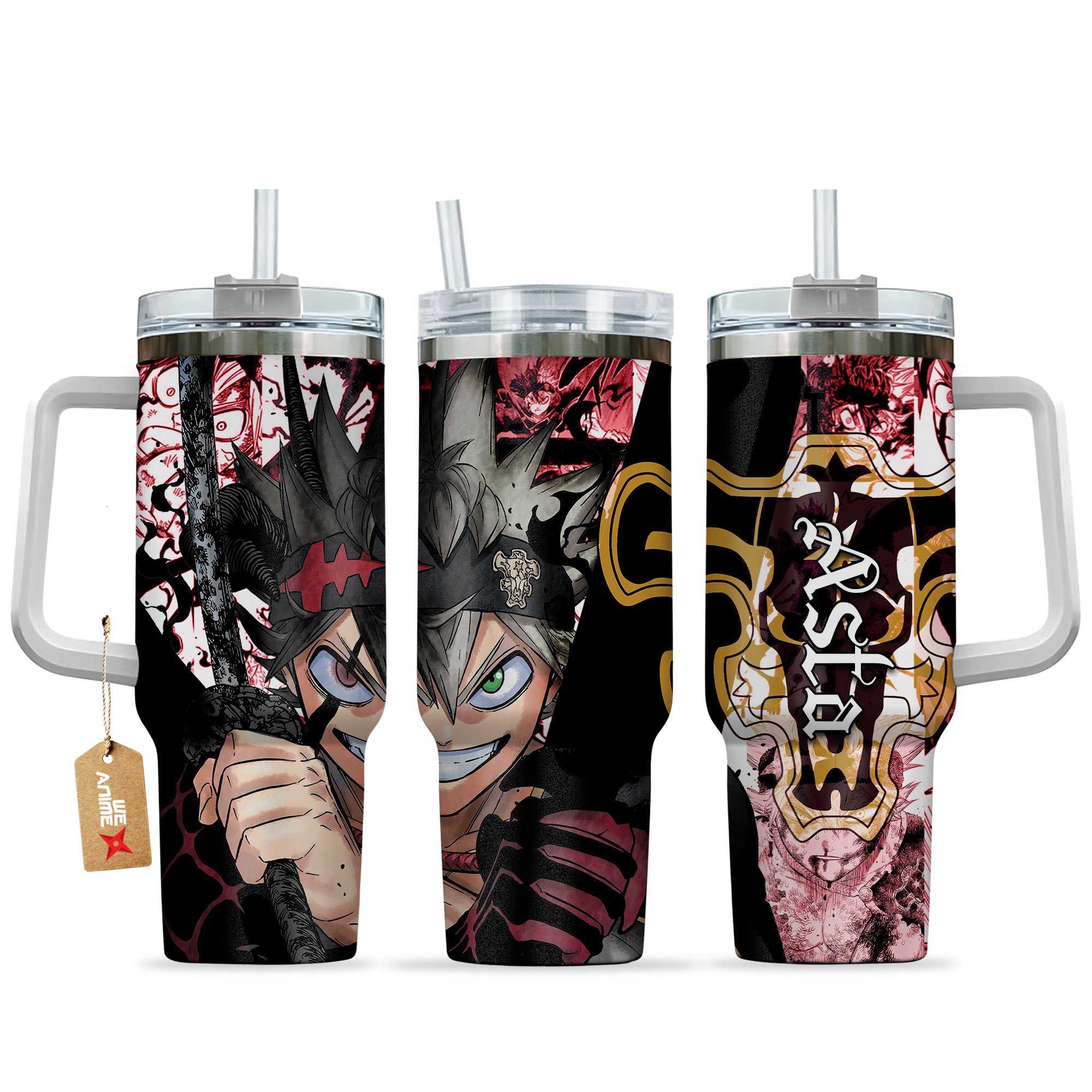Asta Black Clover Anime Custom Stanley Quencher 40oz Stainless Steel Tumbler With Handle