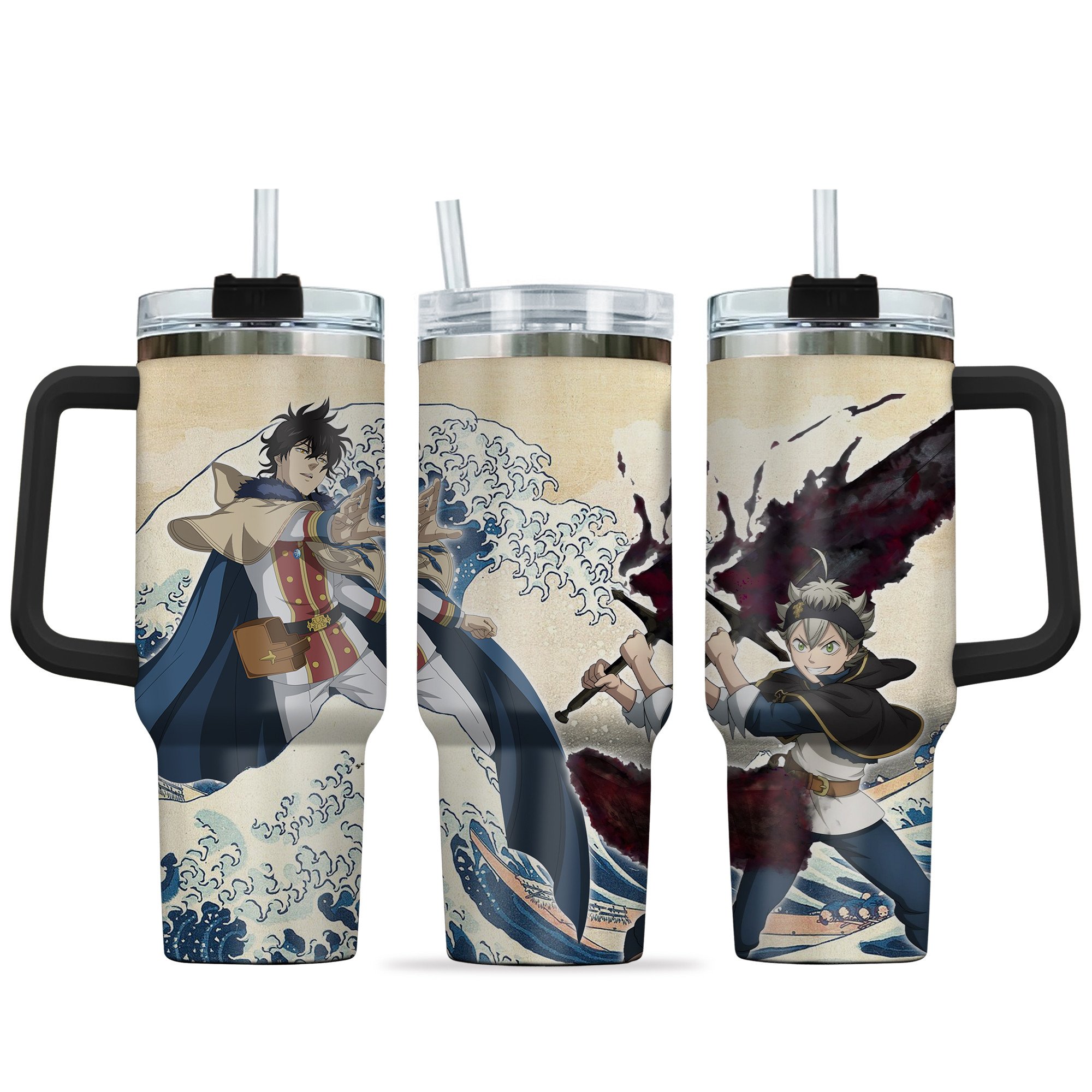 Asta x Yuno Anime Custom Stanley Quencher 40oz Stainless Steel Tumbler With Handle