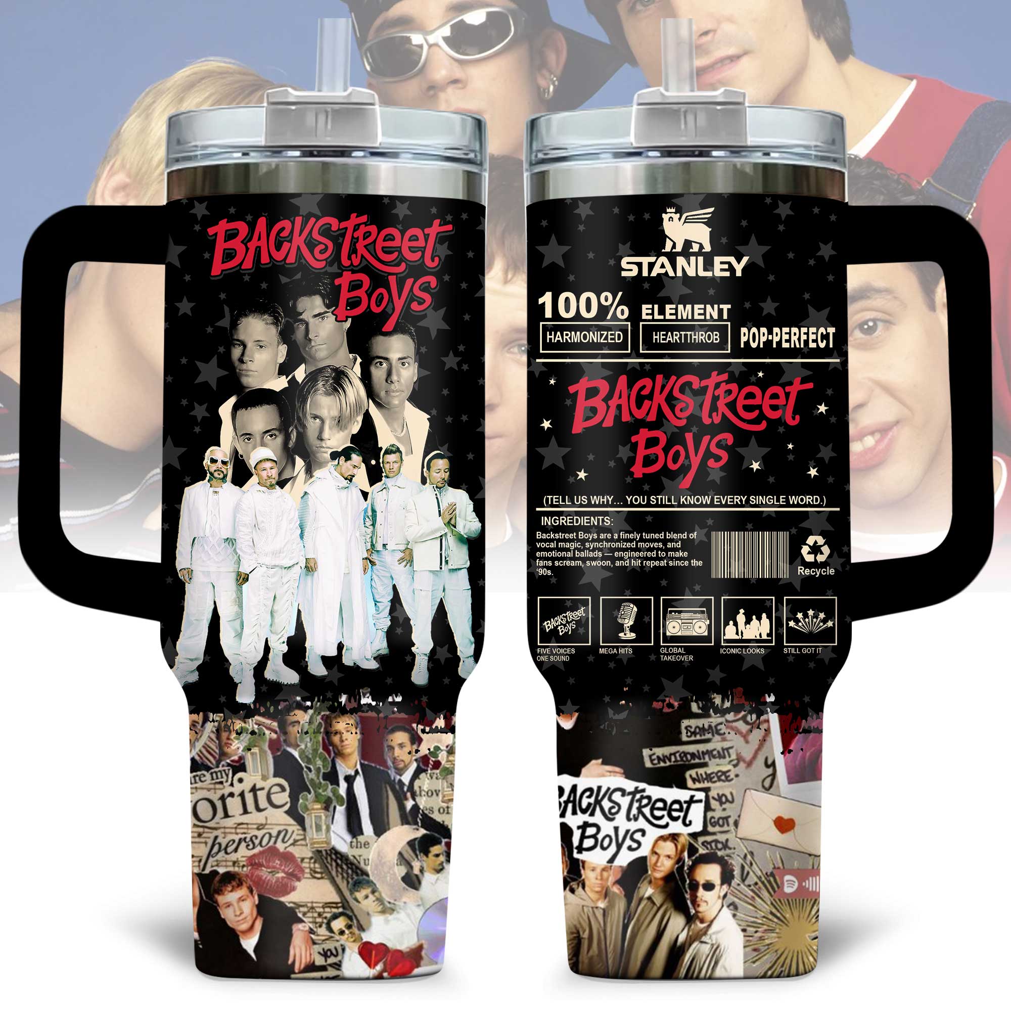 Backstreet Boys Music Custom Stanley Quencher 40oz Stainless Steel Tumbler With Handle