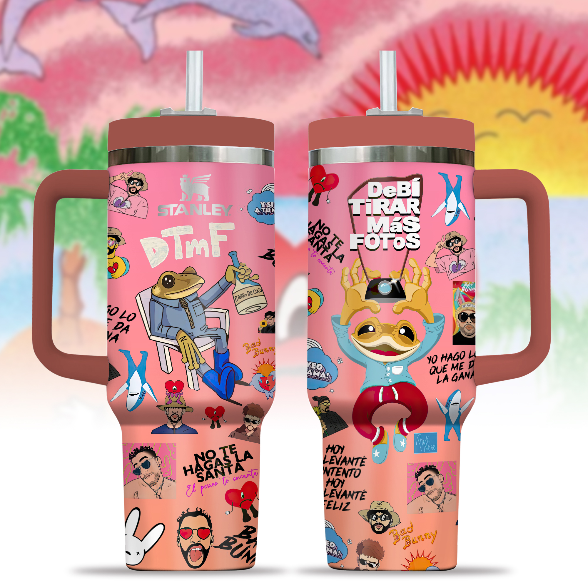 Bad Bunny Music Custom Stanley Quencher 40oz Stainless Steel Tumbler With Handle