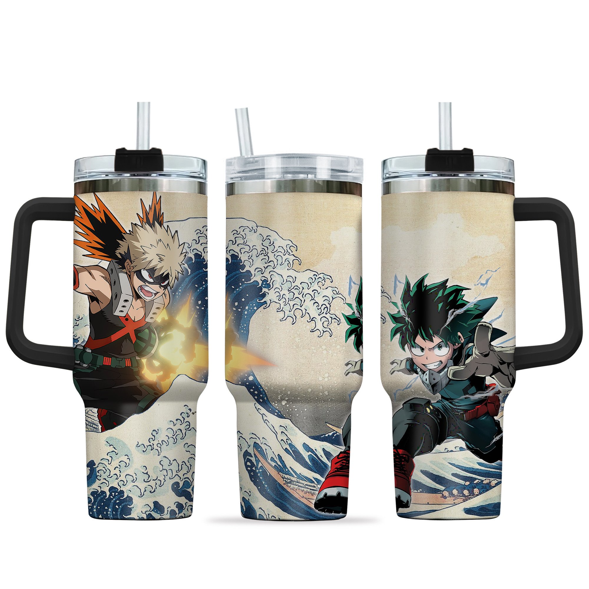 Bakugo x Deku My Hero Academia Anime Custom Stanley Quencher 40oz Stainless Steel Tumbler With Handle