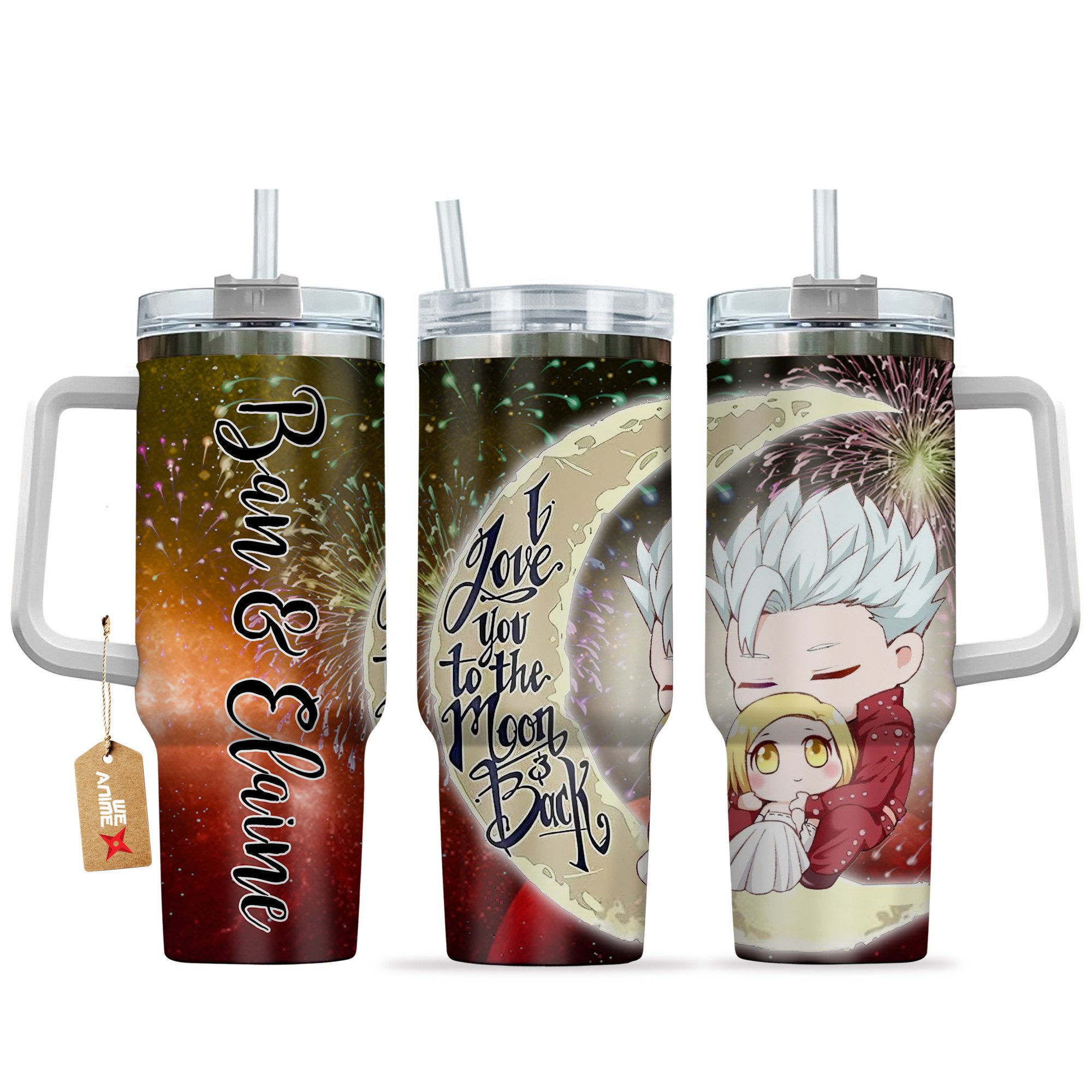 Ban & Elaine The Seven Deadly Sins Anime Valentine Custom Stanley Quencher 40oz Stainless Steel Tumbler With Handle