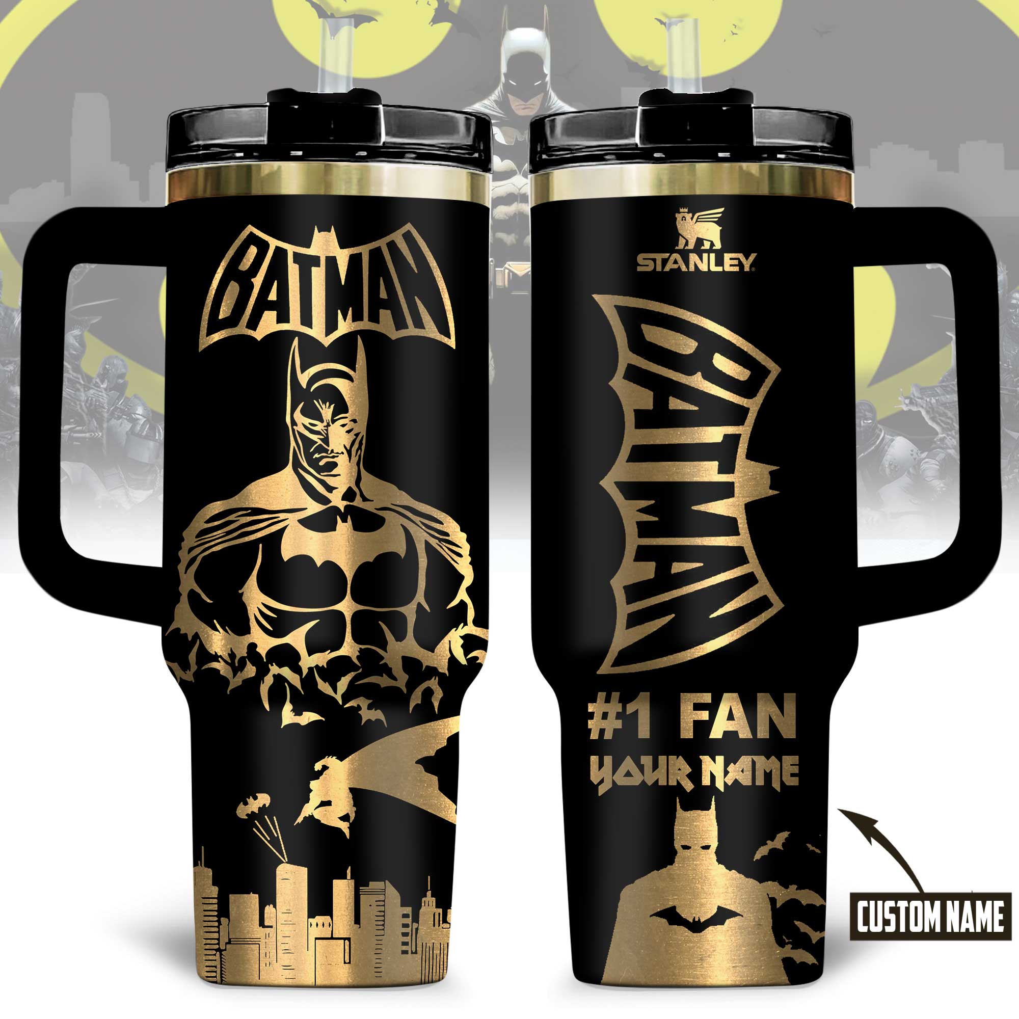 Batman Movies Custom Stanley Quencher 40oz Stainless Steel Tumbler With Handle