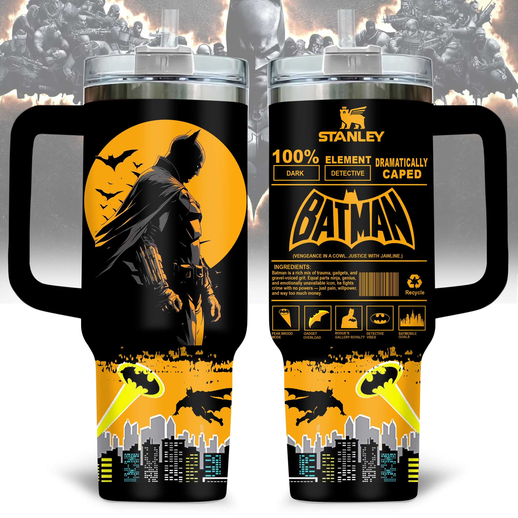 Batman Movies Custom Stanley Quencher 40oz Stainless Steel Tumbler With Handle
