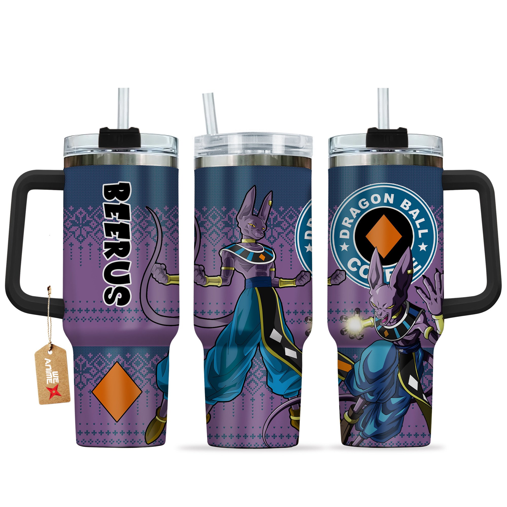 Beerus Dragon Ball z Anime Custom Stanley Quencher 40oz Stainless Steel Tumbler With Handle