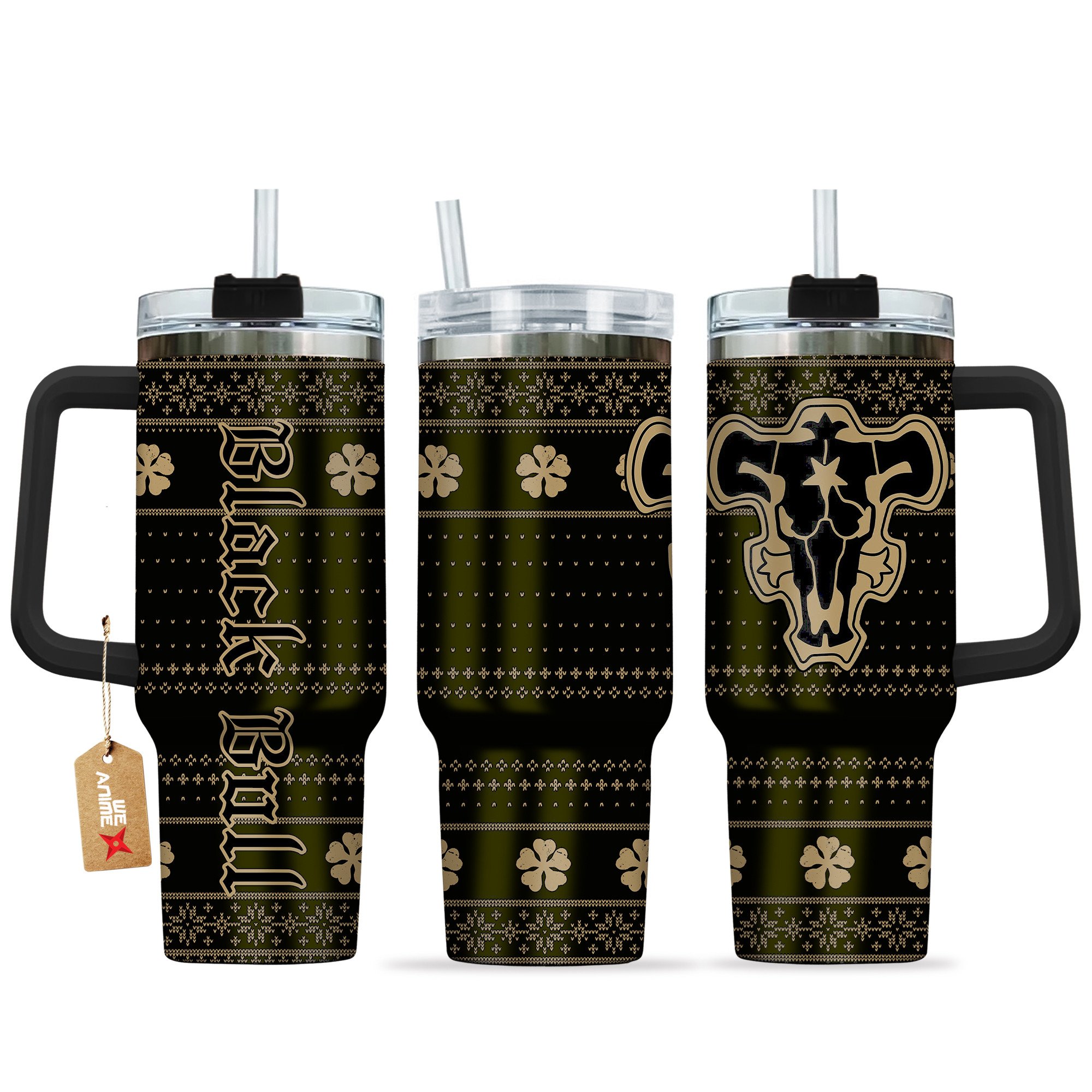 Black Bull Black Clover Anime Custom Stanley Quencher 40oz Stainless Steel Tumbler With Handle