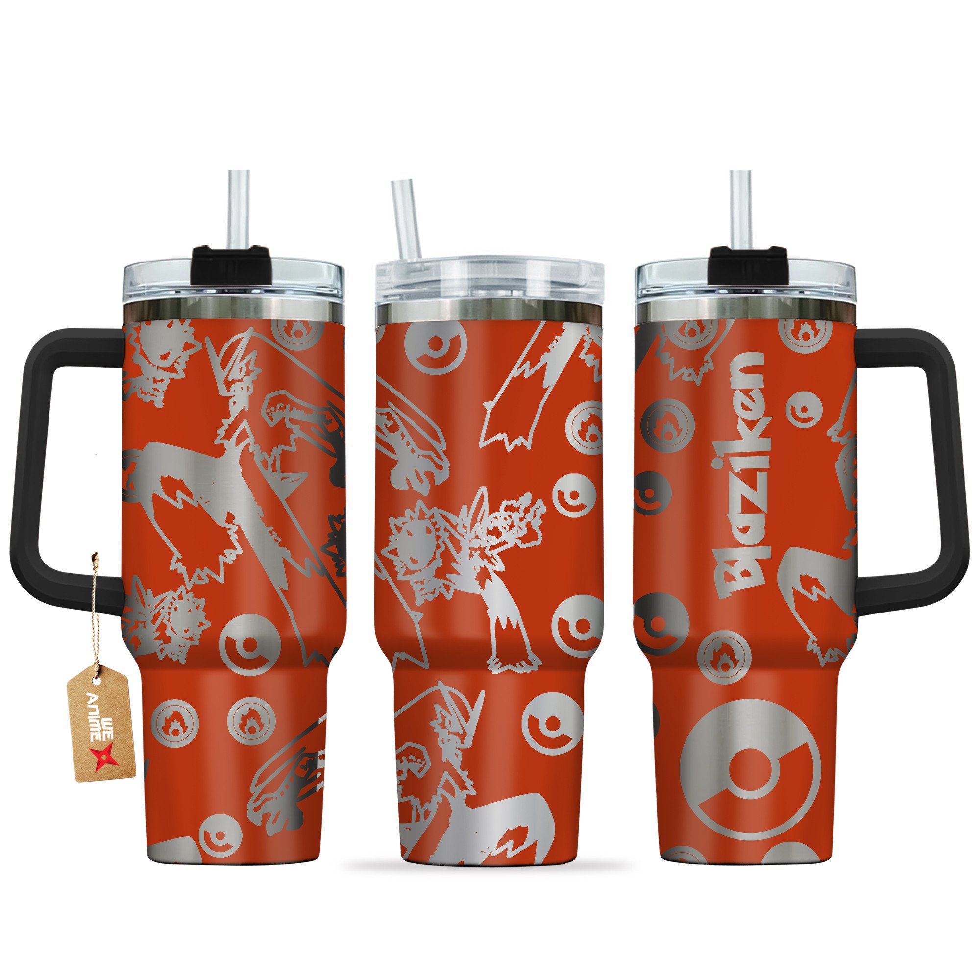 Blaziken Pokemon Anime Custom Stanley Quencher 40oz Stainless Steel Tumbler With Handle