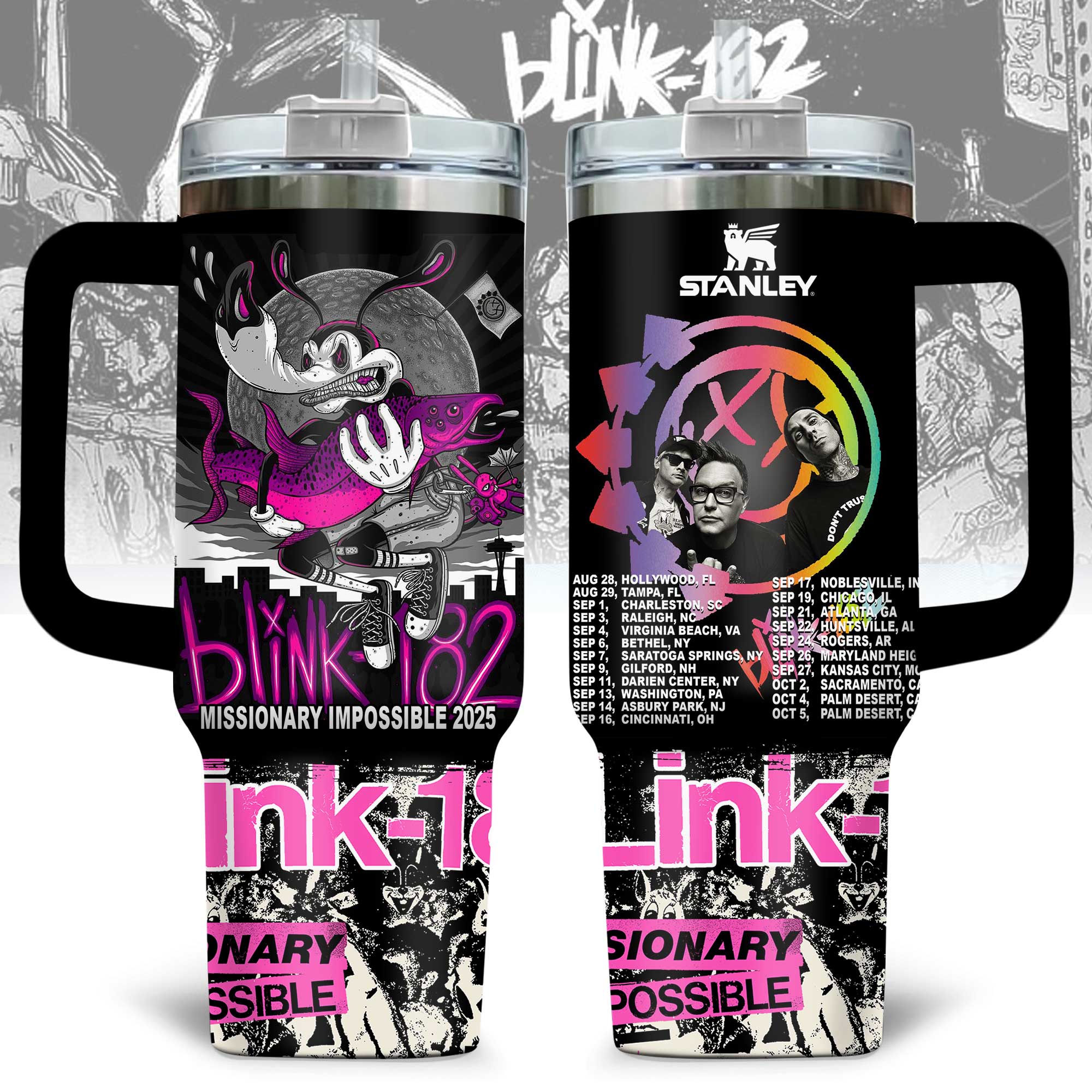 Blink-182 Music Custom Stanley Quencher 40oz Stainless Steel Tumbler With Handle