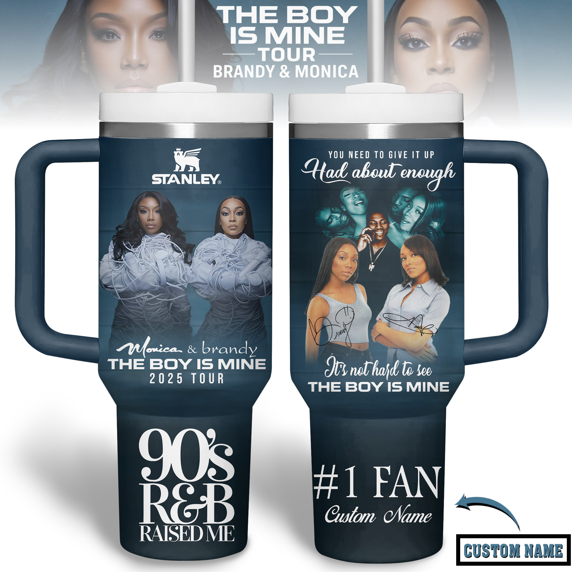 Brandy and Monica Music Custom Stanley Quencher 40oz Stainless Steel Tumbler With Handle