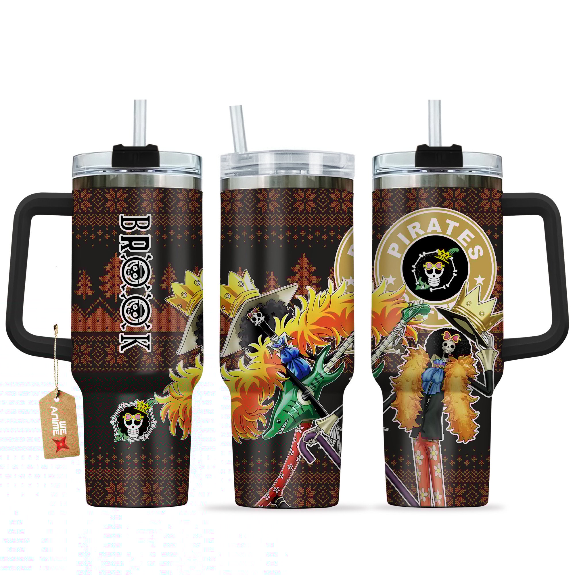 Brook One Piece Anime Custom Stanley Quencher 40oz Stainless Steel Tumbler With Handle