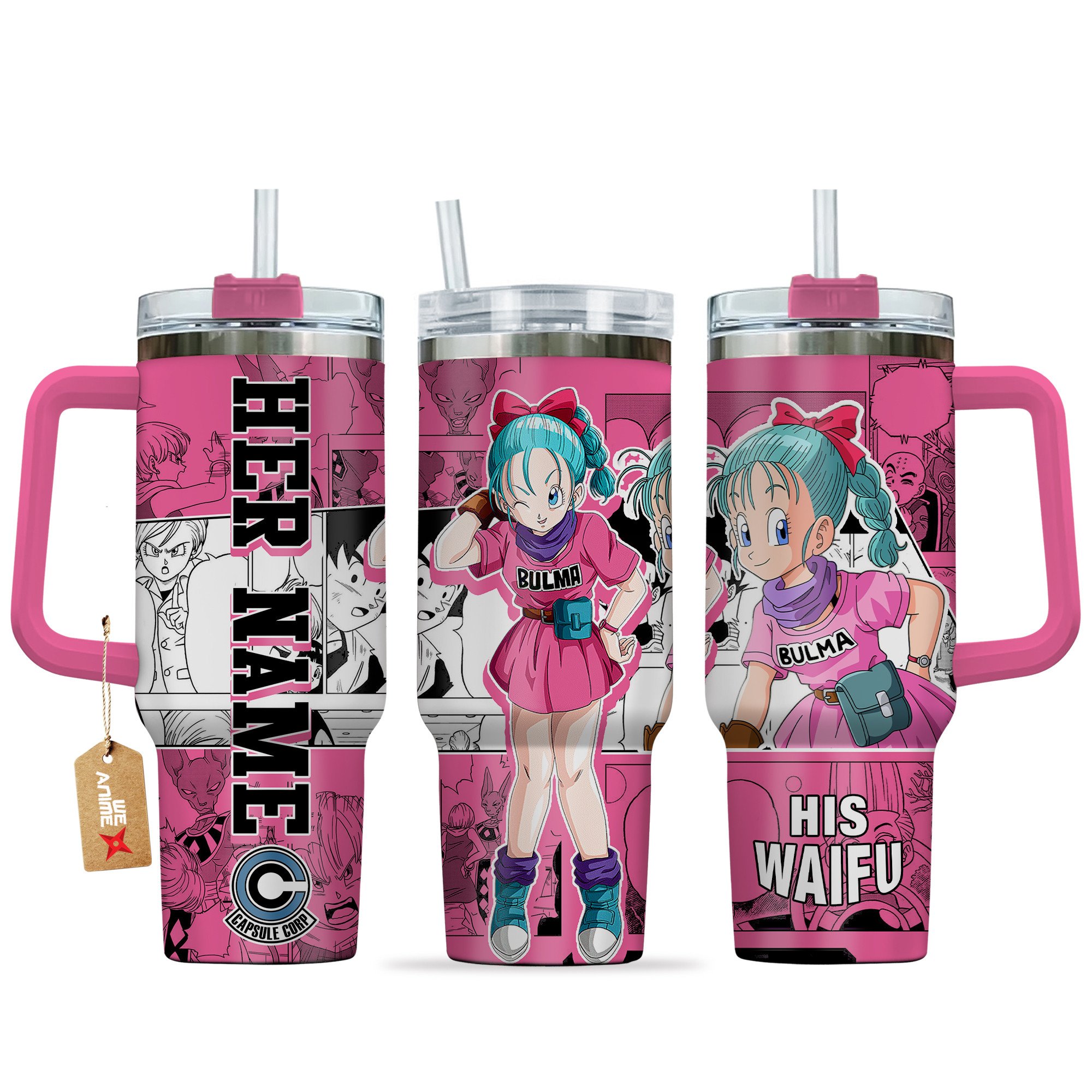 Bulma Dragon Ball Anime Custom Stanley Quencher 40oz Stainless Steel Tumbler With Handle