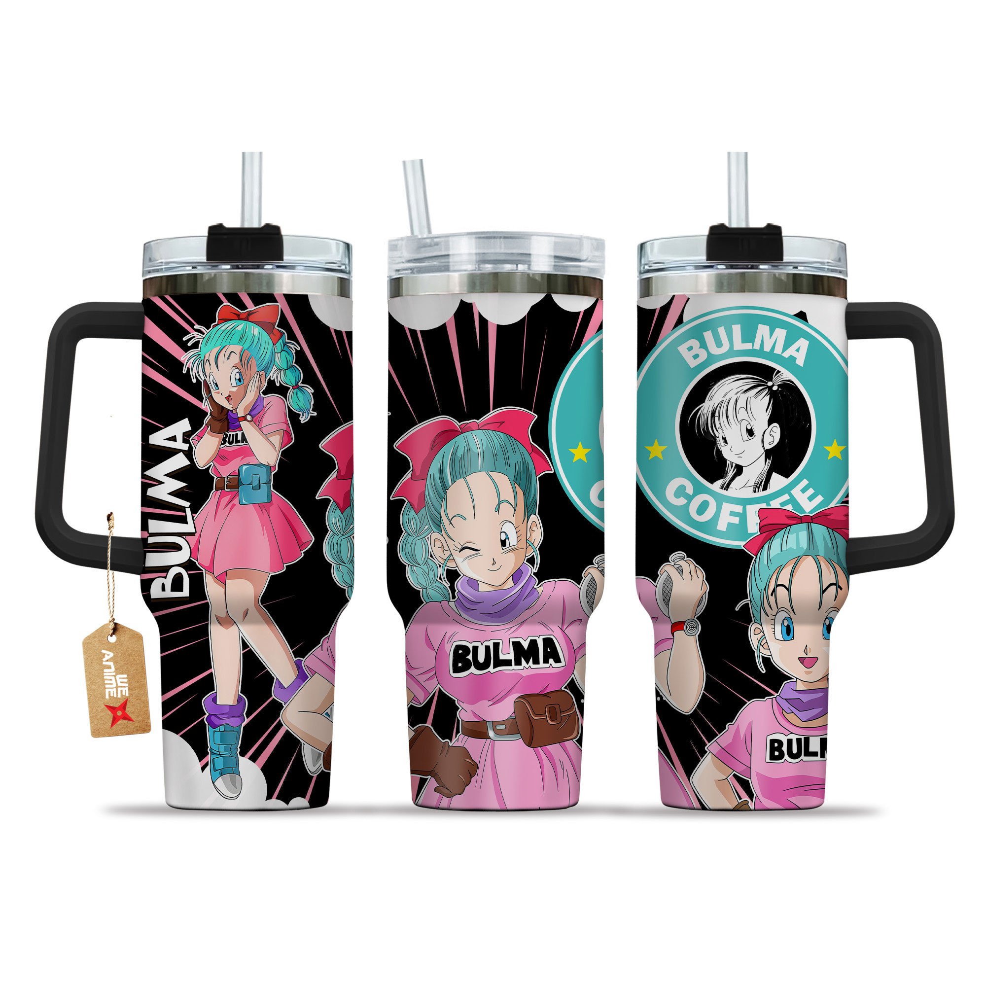 Bulma Dragon Ball Anime Custom Stanley Quencher 40oz Stainless Steel Tumbler With Handle