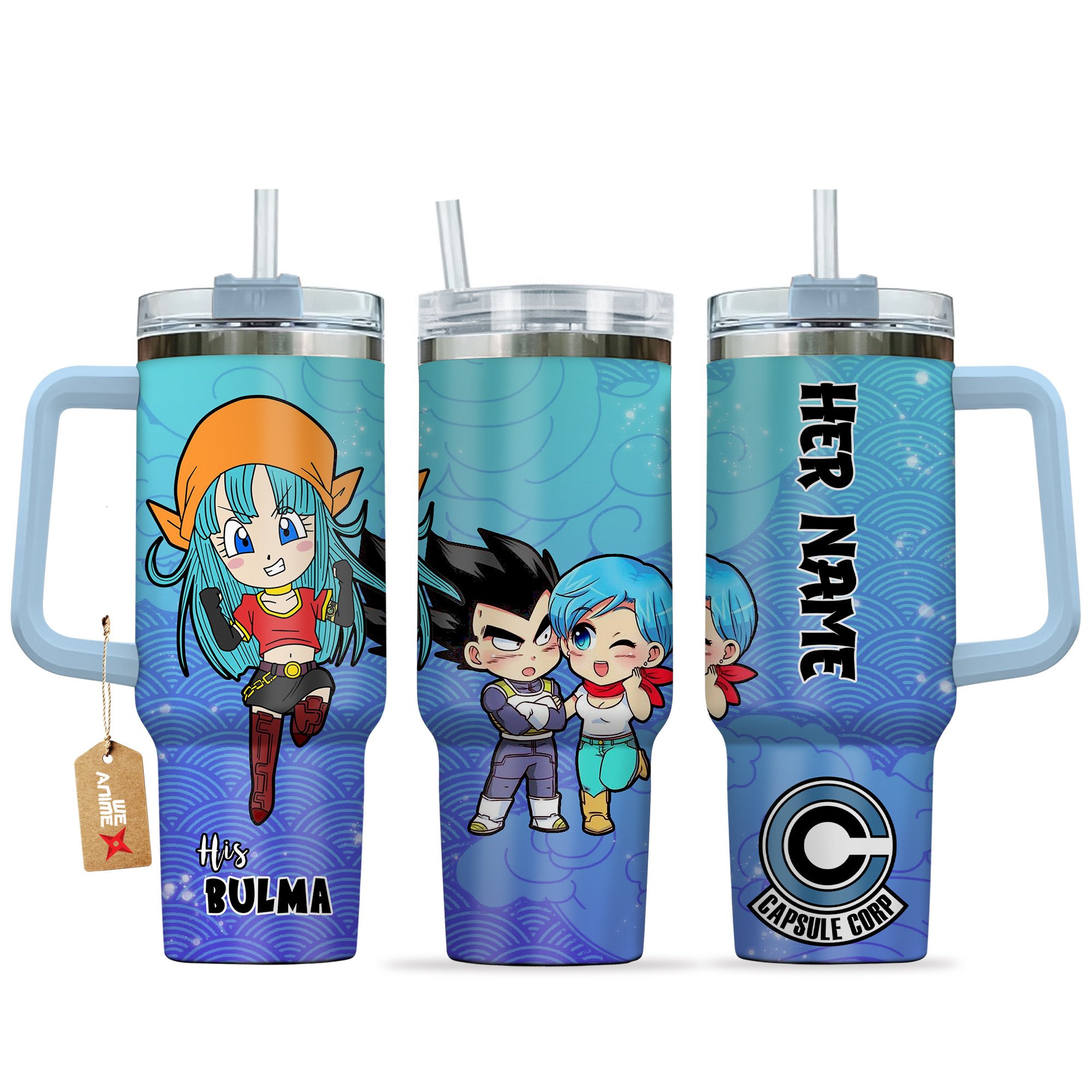 Bulma Dragon Ball Anime Valentine Custom Stanley Quencher 40oz Stainless Steel Tumbler With Handle
