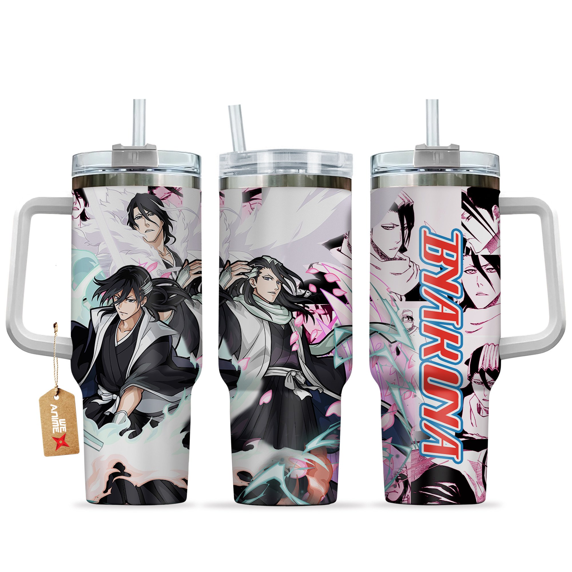 Byakuya Kuchiki Bleach Anime Custom Stanley Quencher 40oz Stainless Steel Tumbler With Handle