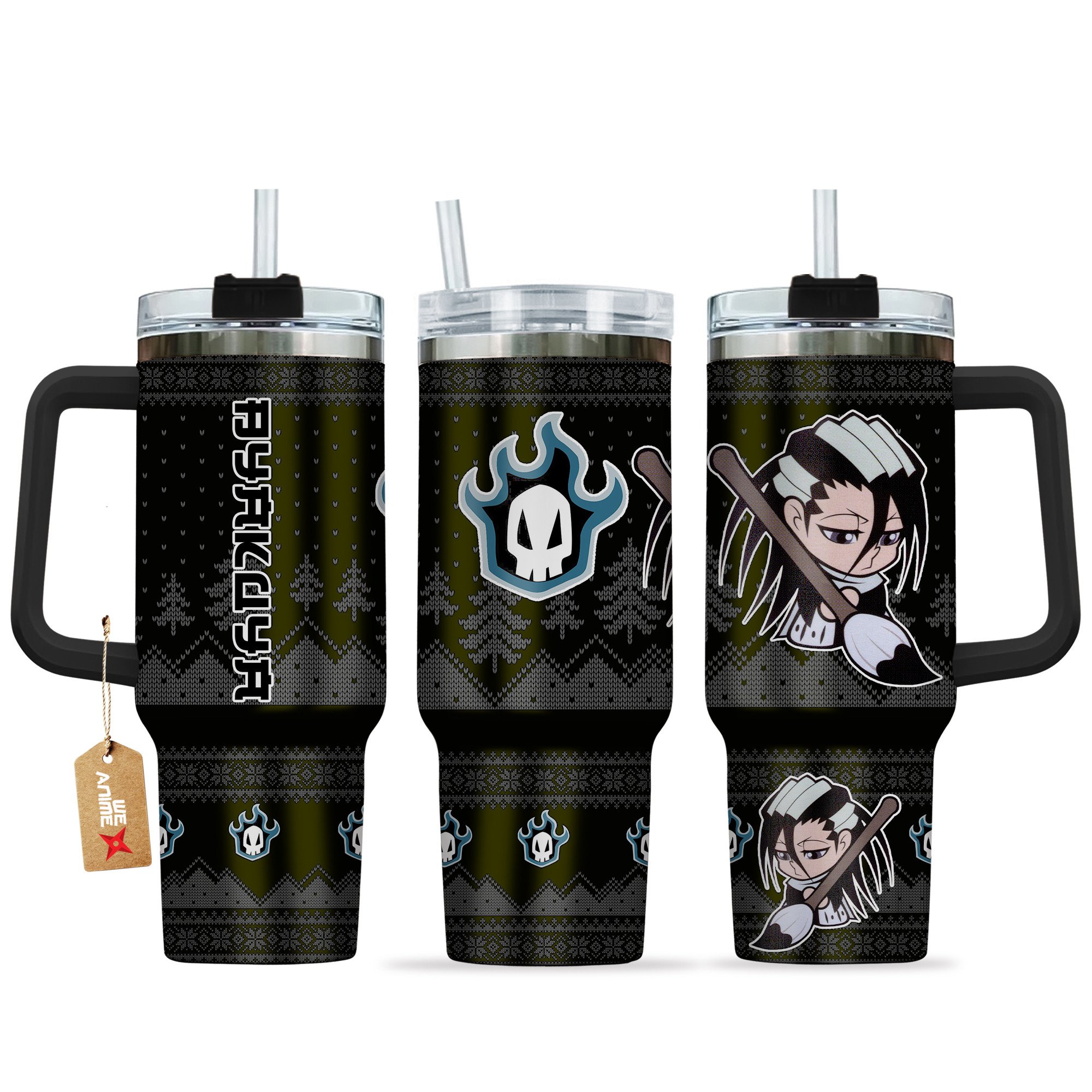 Byakuya Kuchiki Bleach Anime Custom Stanley Quencher 40oz Stainless Steel Tumbler With Handle