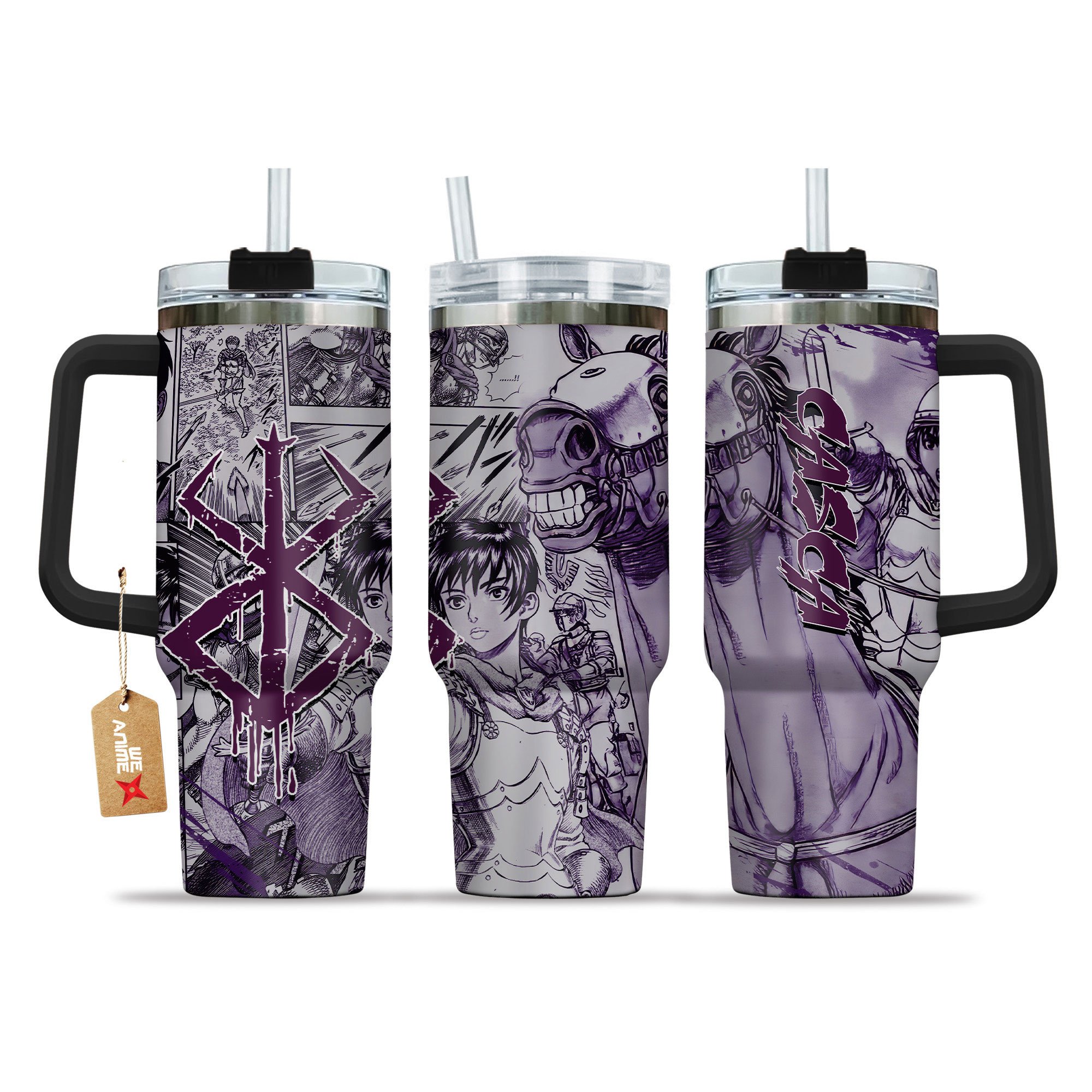Casca Berserk Anime Custom Stanley Quencher 40oz Stainless Steel Tumbler With Handle