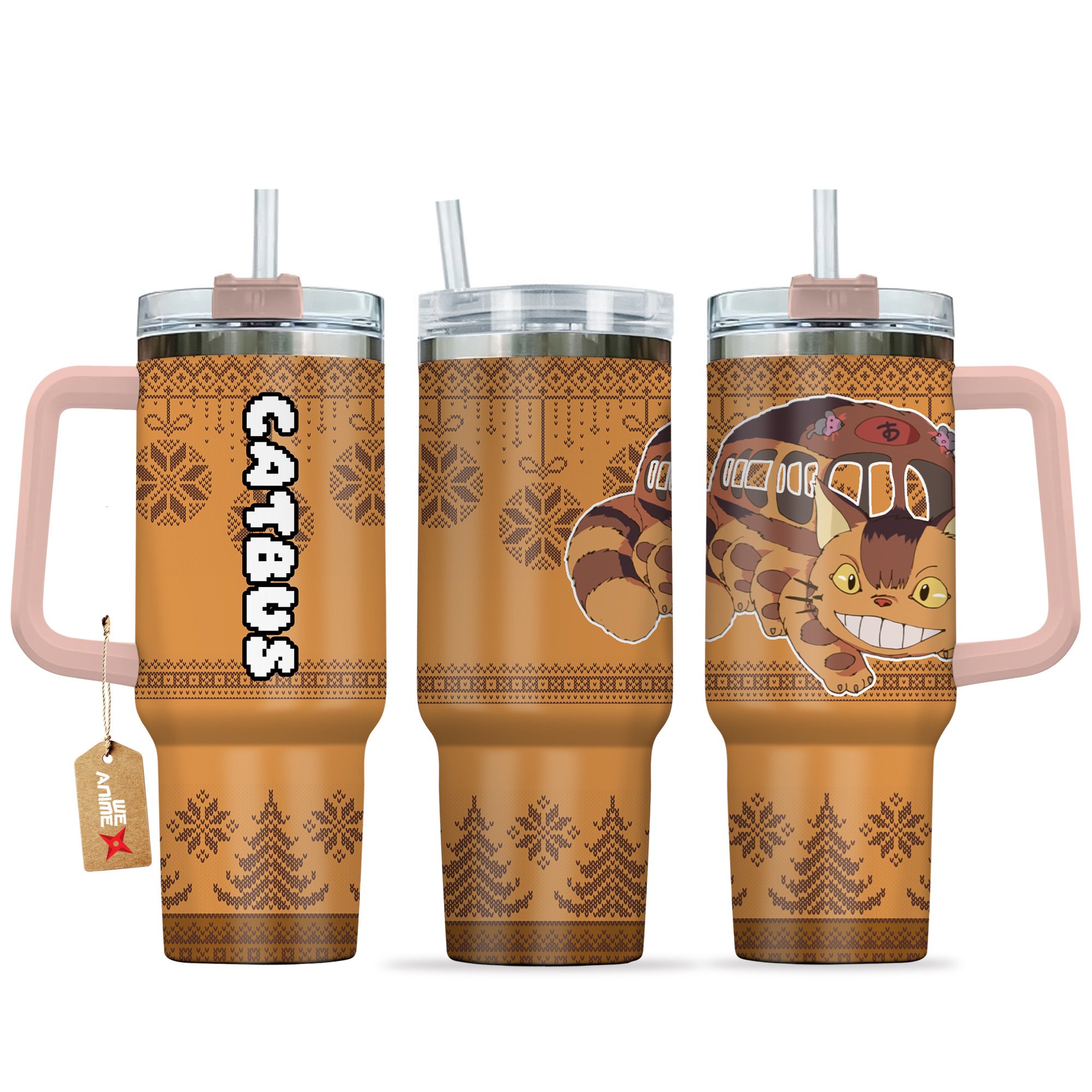 Catbus My Neighbor Totoro Anime Custom Stanley Quencher 40oz Stainless Steel Tumbler With Handle
