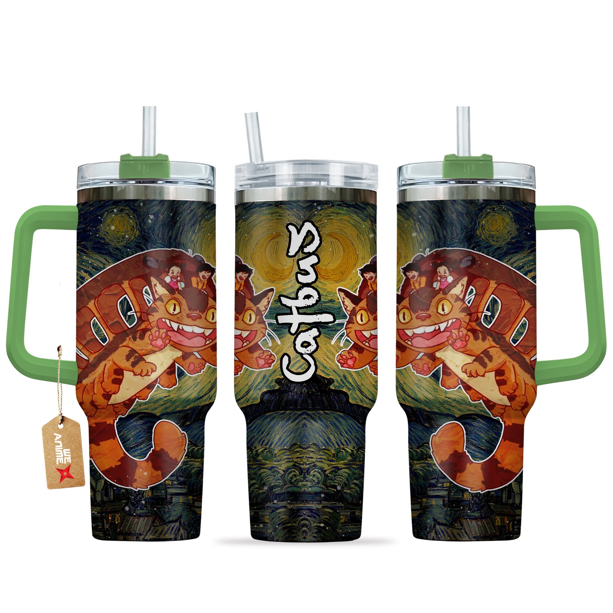 Catbus My Neighbor Totoro Anime Custom Stanley Quencher 40oz Stainless Steel Tumbler With Handle