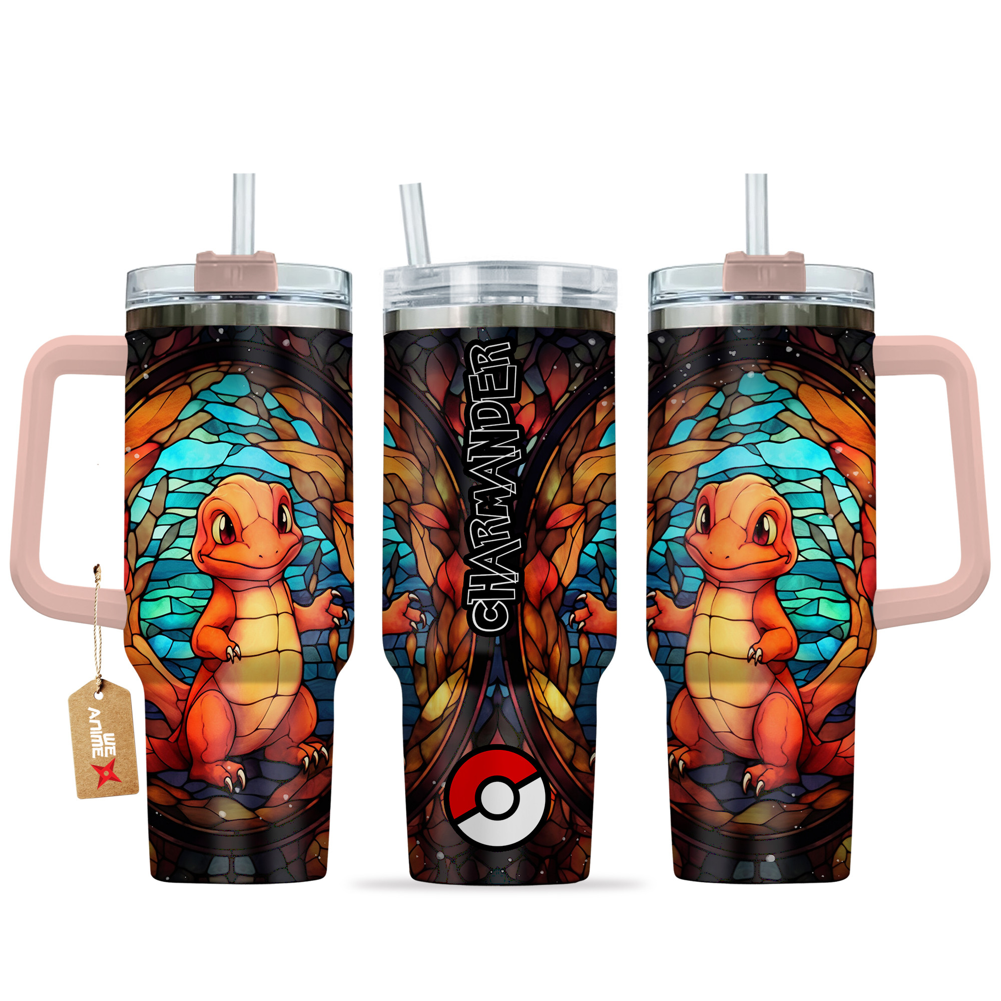 Charmander Pokemon Anime Custom Stanley Quencher 40oz Stainless Steel Tumbler With Handle