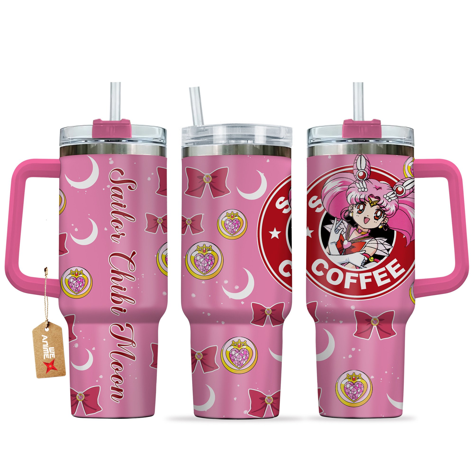 Chibiusa Sailor Moon Anime Custom Stanley Quencher 40oz Stainless Steel Tumbler With Handle