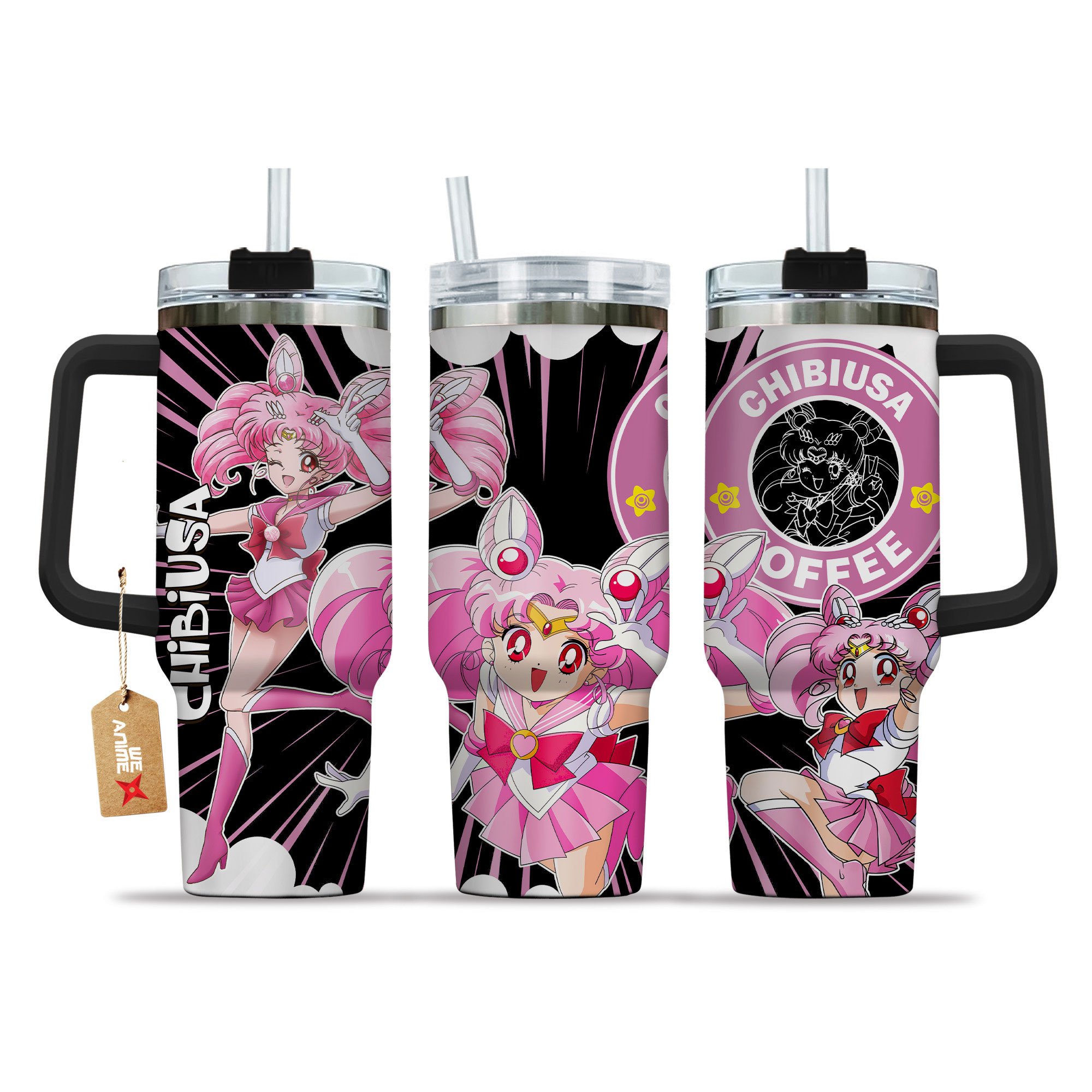 Chibiusa Sailor Moon Anime Custom Stanley Quencher 40oz Stainless Steel Tumbler With Handle