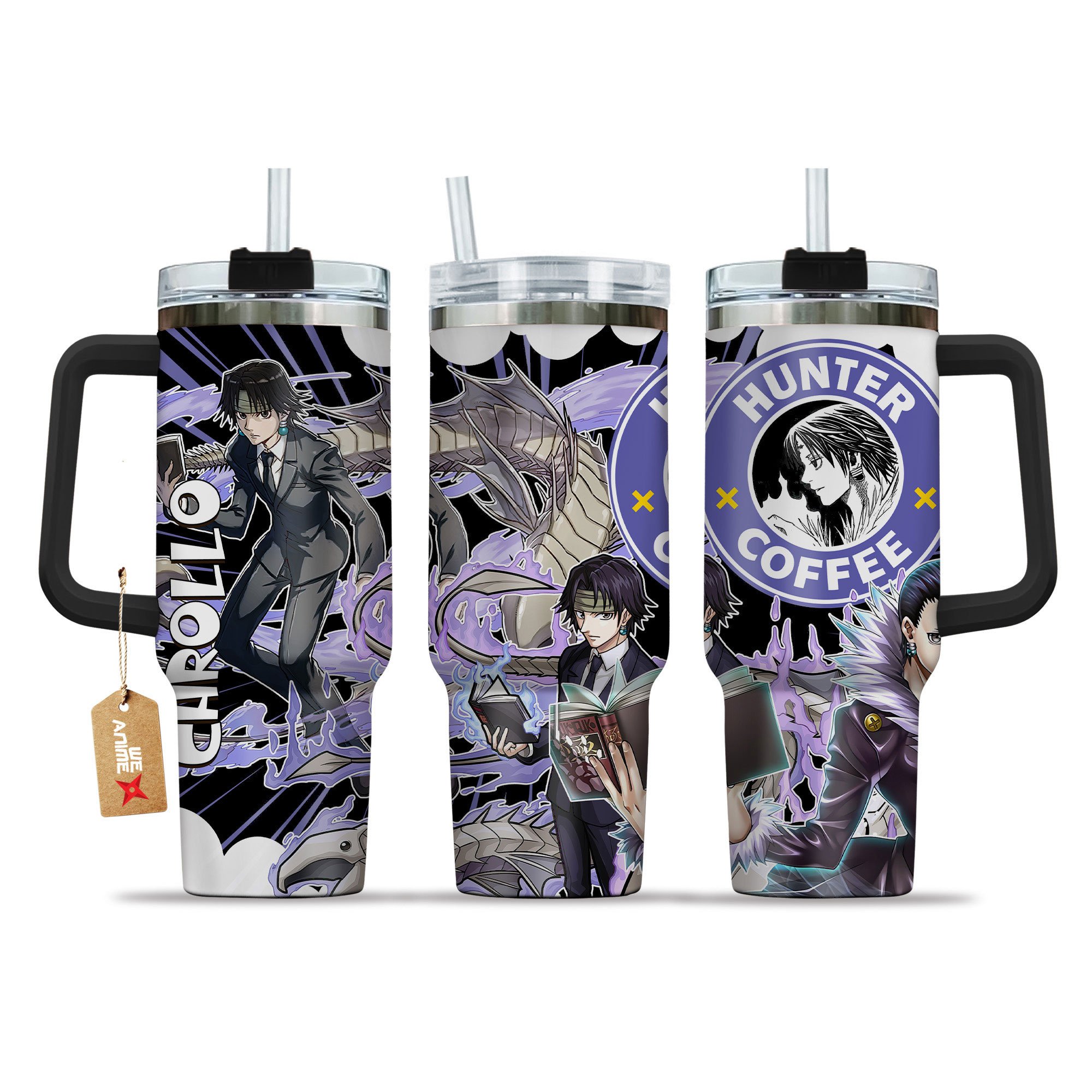 Chrollo Lucilfer Hunter x Hunter Anime Custom Stanley Quencher 40oz Stainless Steel Tumbler With Handle