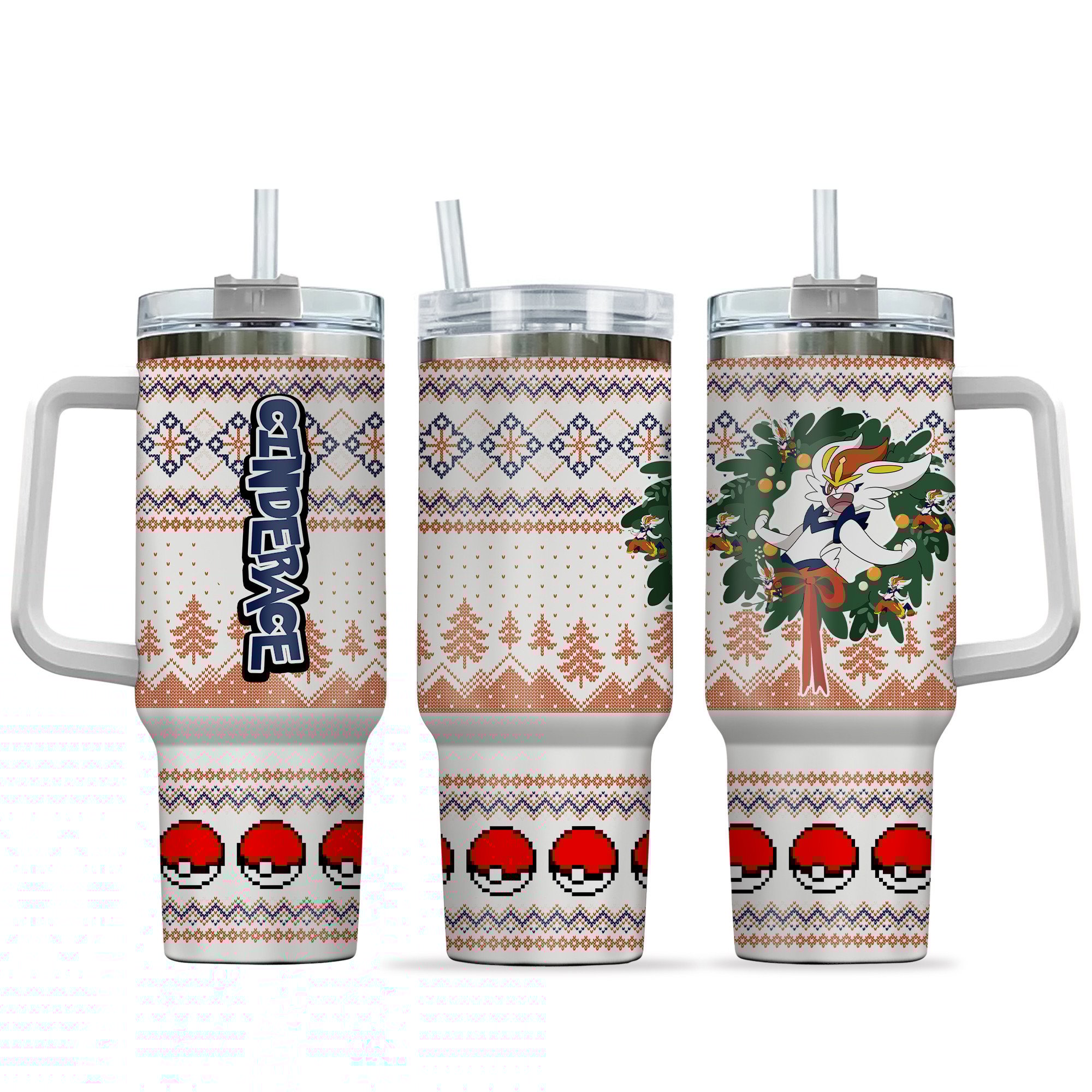 Cinderace Pokemon Anime Custom Stanley Quencher 40oz Stainless Steel Tumbler With Handle