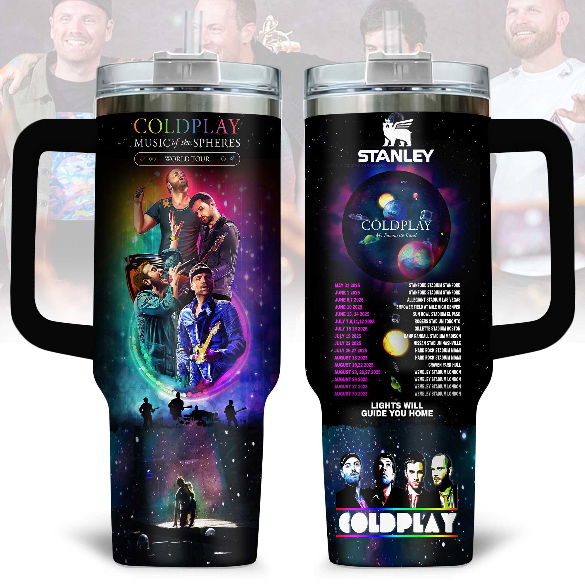 Coldplay Music Custom Stanley Quencher 40oz Stainless Steel Tumbler With Handle