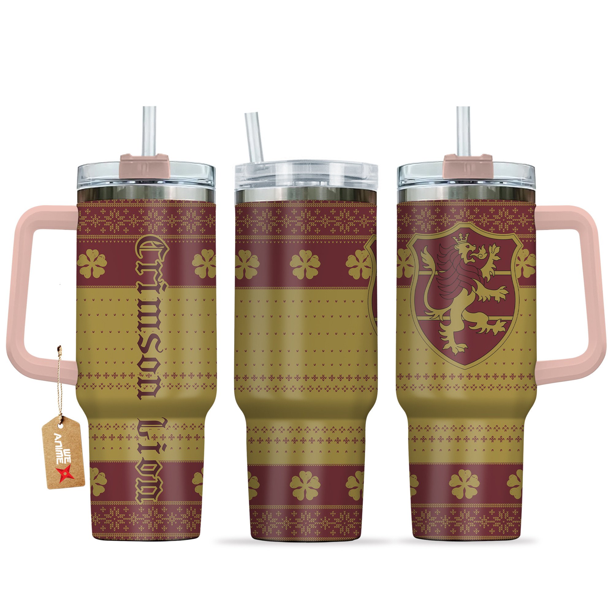 Crimson Lion Black Clover Anime Custom Stanley Quencher 40oz Stainless Steel Tumbler With Handle