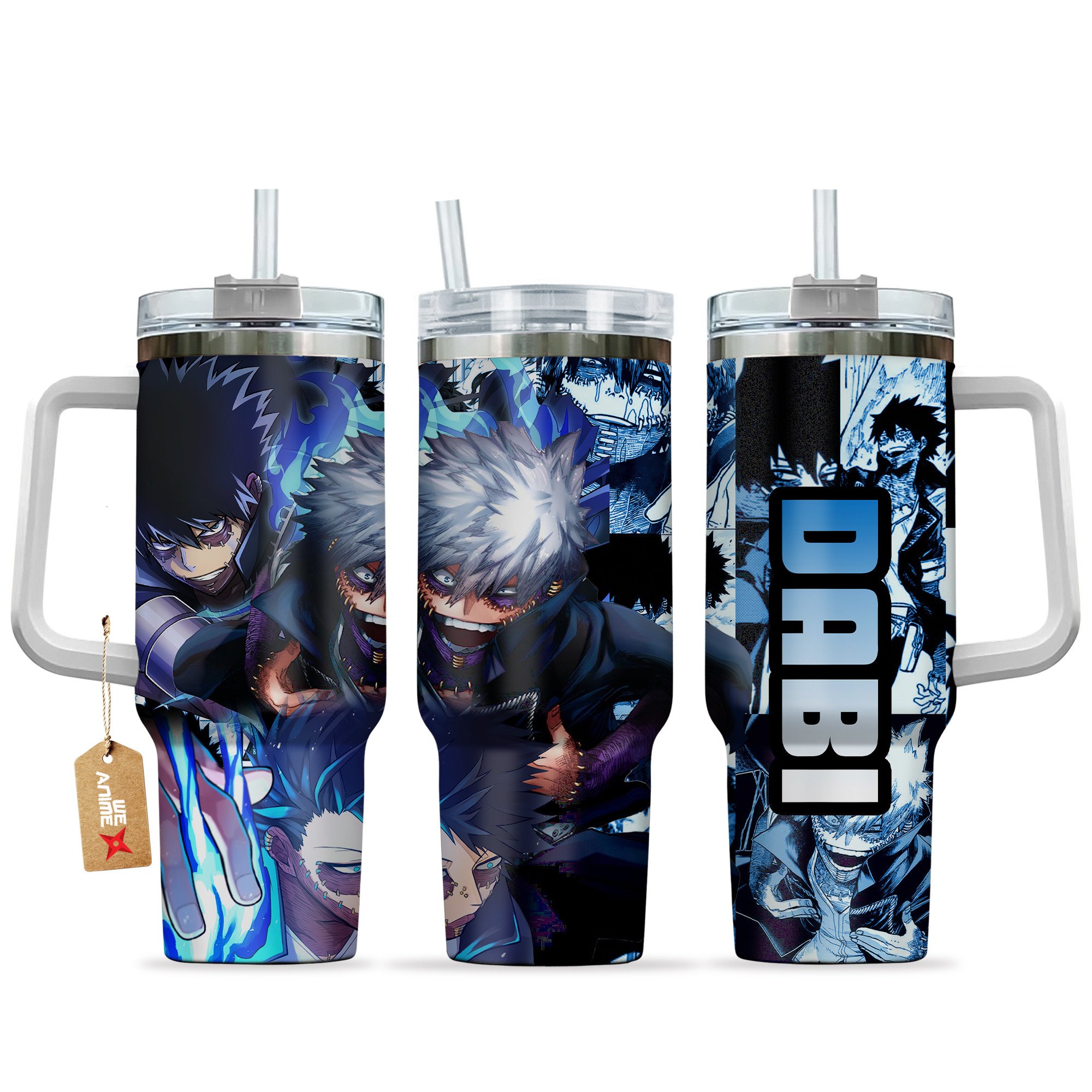 Dabi (Blueflame) My Hero Academia Anime Custom Stanley Quencher 40oz Stainless Steel Tumbler With Handle