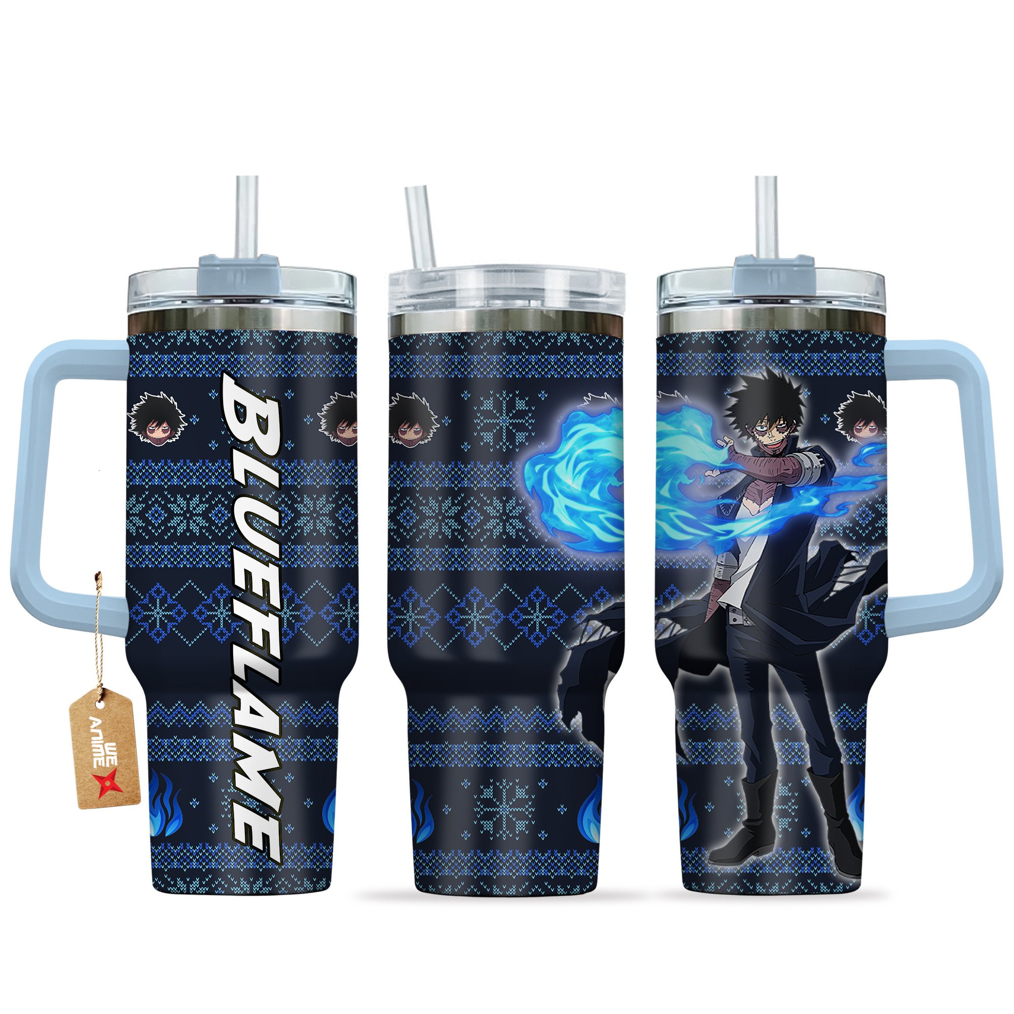 Dabi Blueflame My Hero Academia Anime Custom Stanley Quencher 40oz Stainless Steel Tumbler With Handle