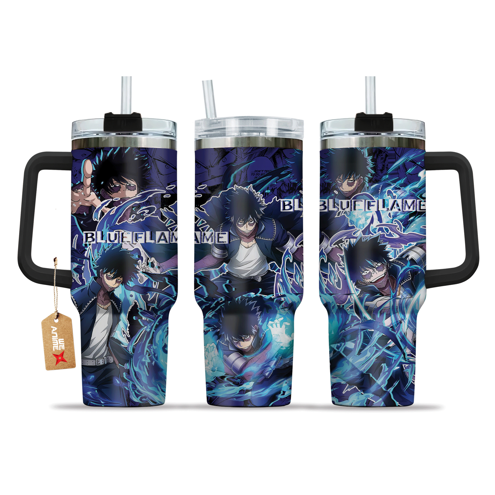 Dabi Blueflame My Hero Academia Anime Custom Stanley Quencher 40oz Stainless Steel Tumbler With Handle