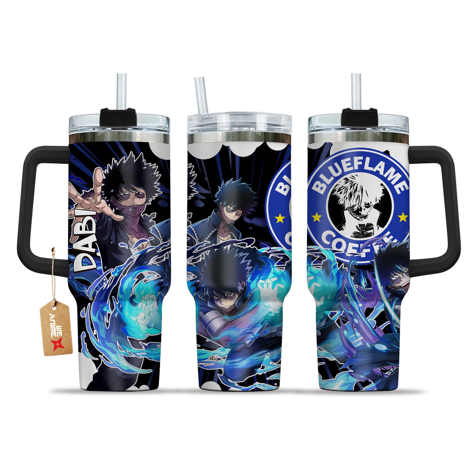Dabi (Blueflame) My Hero Academia Anime Custom Stanley Quencher 40oz Stainless Steel Tumbler With Handle